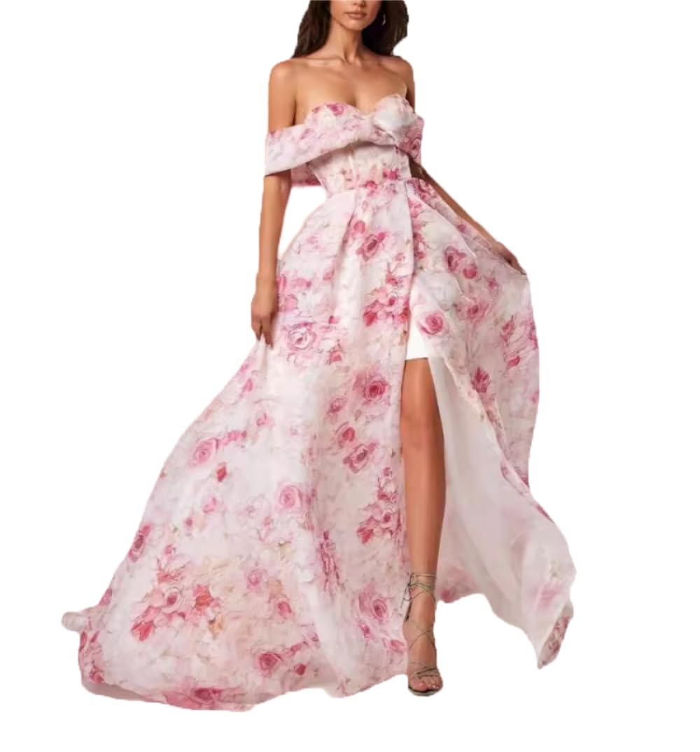 Elegant Strapless Floral Evening Dress for Women - Long Vacation Style Bridesmaid Gown | Perfect for Weddings, Parties & Summer Vacations