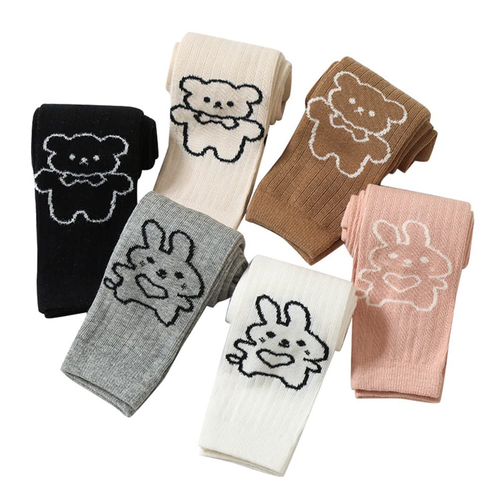 Sywwlov 5 Pack Baby Girls Leggings - Cute Cartoon Footless Tights for Toddlers, Soft Cable Knit Cotton Stockings - Perfect for Playtime, Daycare & Family Outfits