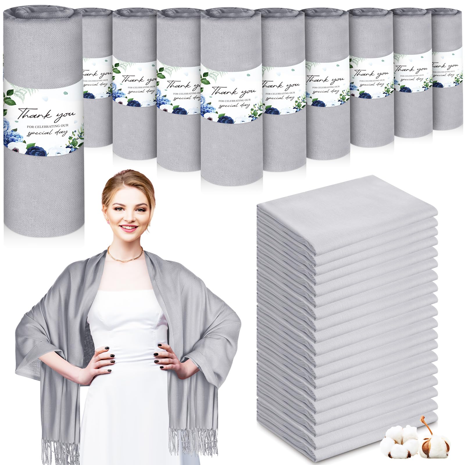 Xtinmee 50 Pack Premium Pashmina Shawls - Soft Cashmere Scarves for Wedding Guest Favors, Bridal Party, Baby Shower & Birthday Gifts - Elegant Wraps for Special Occasions & Everyday Wear