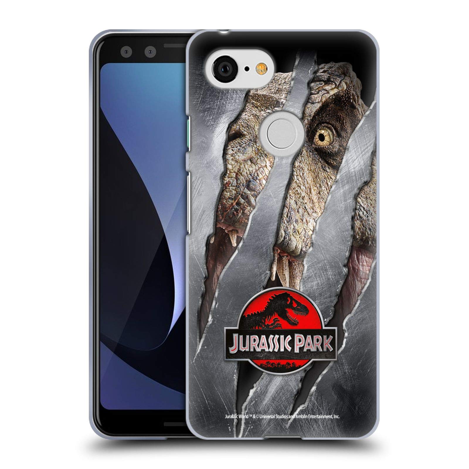 Jurassic Park T-Rex Claw Mark Logo Soft Gel Case for Google Pixel 3 - Officially Licensed by Head Case Designs - Perfect for Dinosaur Fans and Adventure Enthusiasts