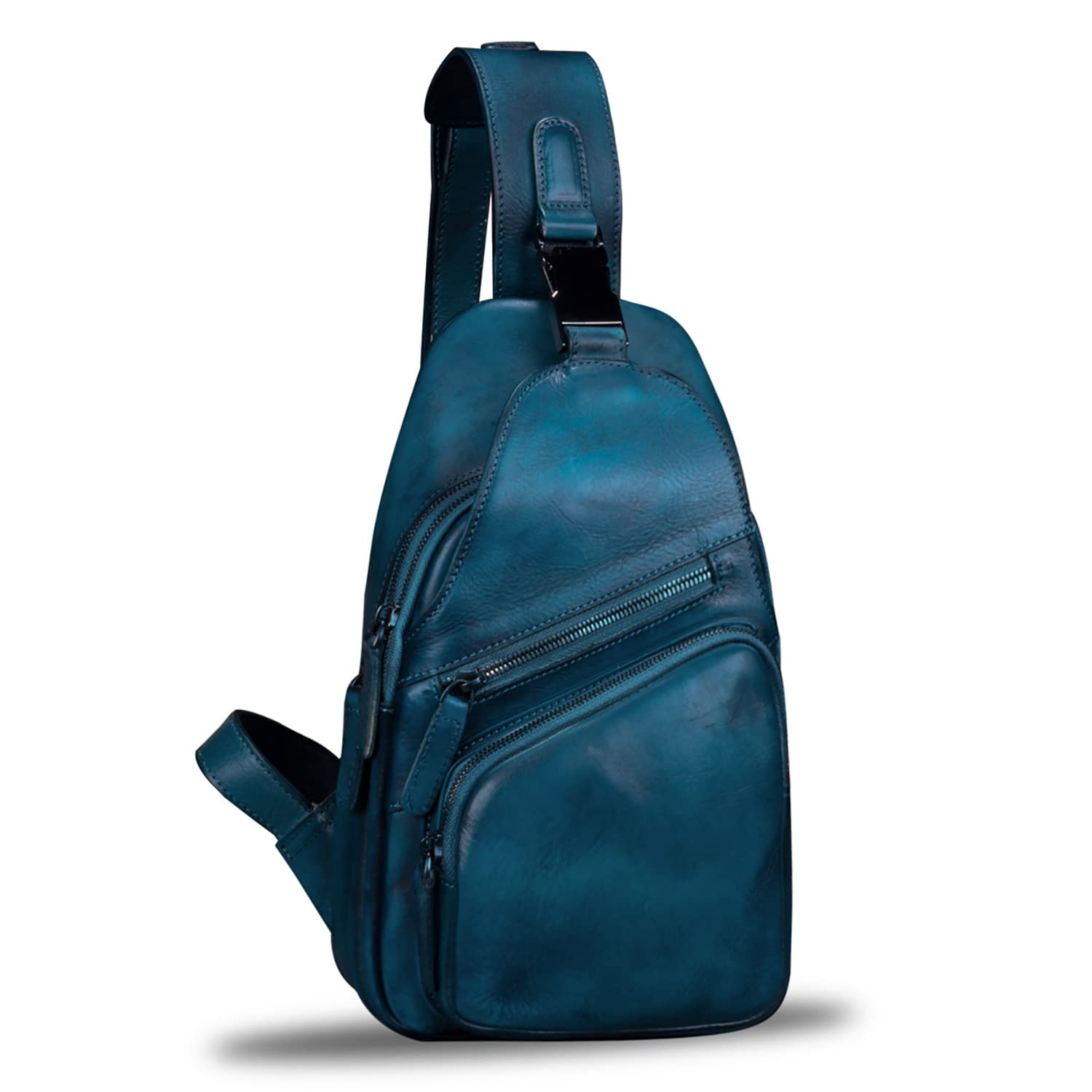 IVTG Genuine Leather Sling Bag for Men & Women - Handmade Crossbody Chest Shoulder Backpack - Perfect for Motorcycle Riding, Travel & Everyday Use