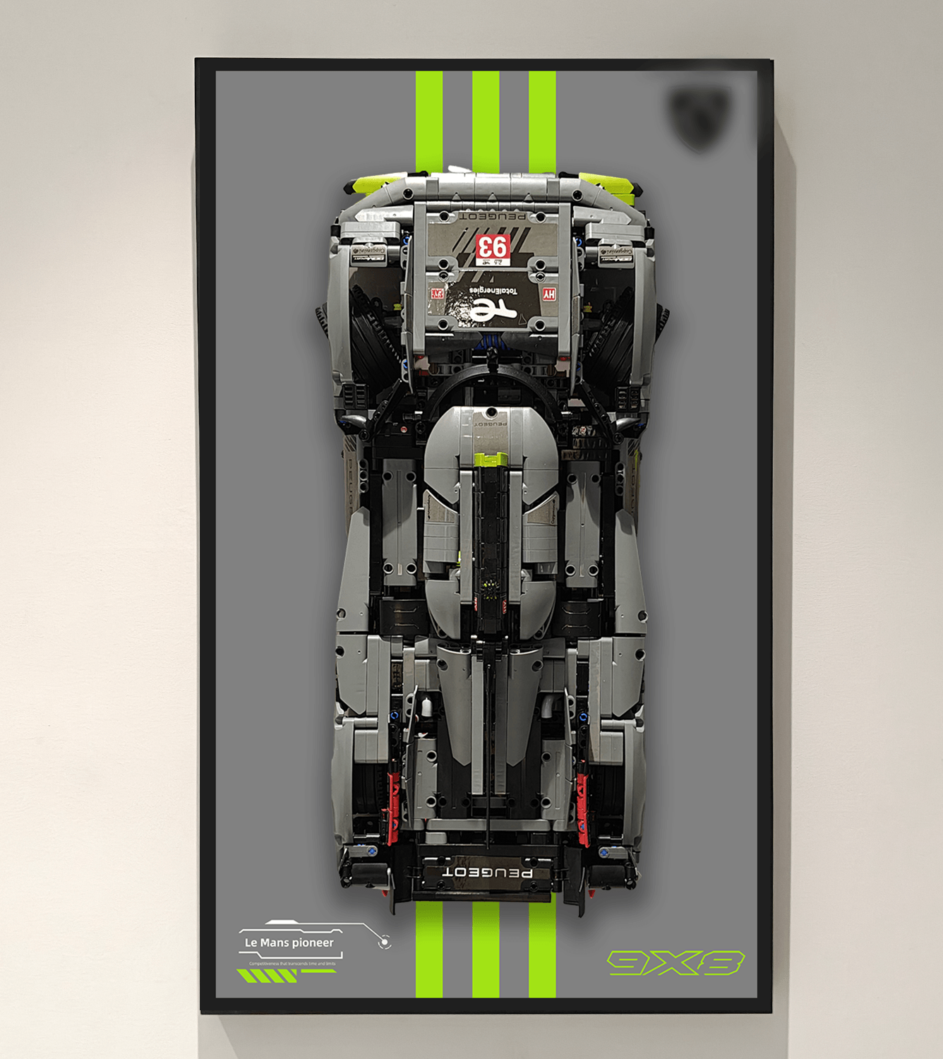 LEGO Technic PEUGEOT 9X8 24H Le Mans Hybrid Hypercar 42156 Wall Display Frame - Premium Showcase for LEGO Car Models, Perfect for Home Office Decor & Collector's Display