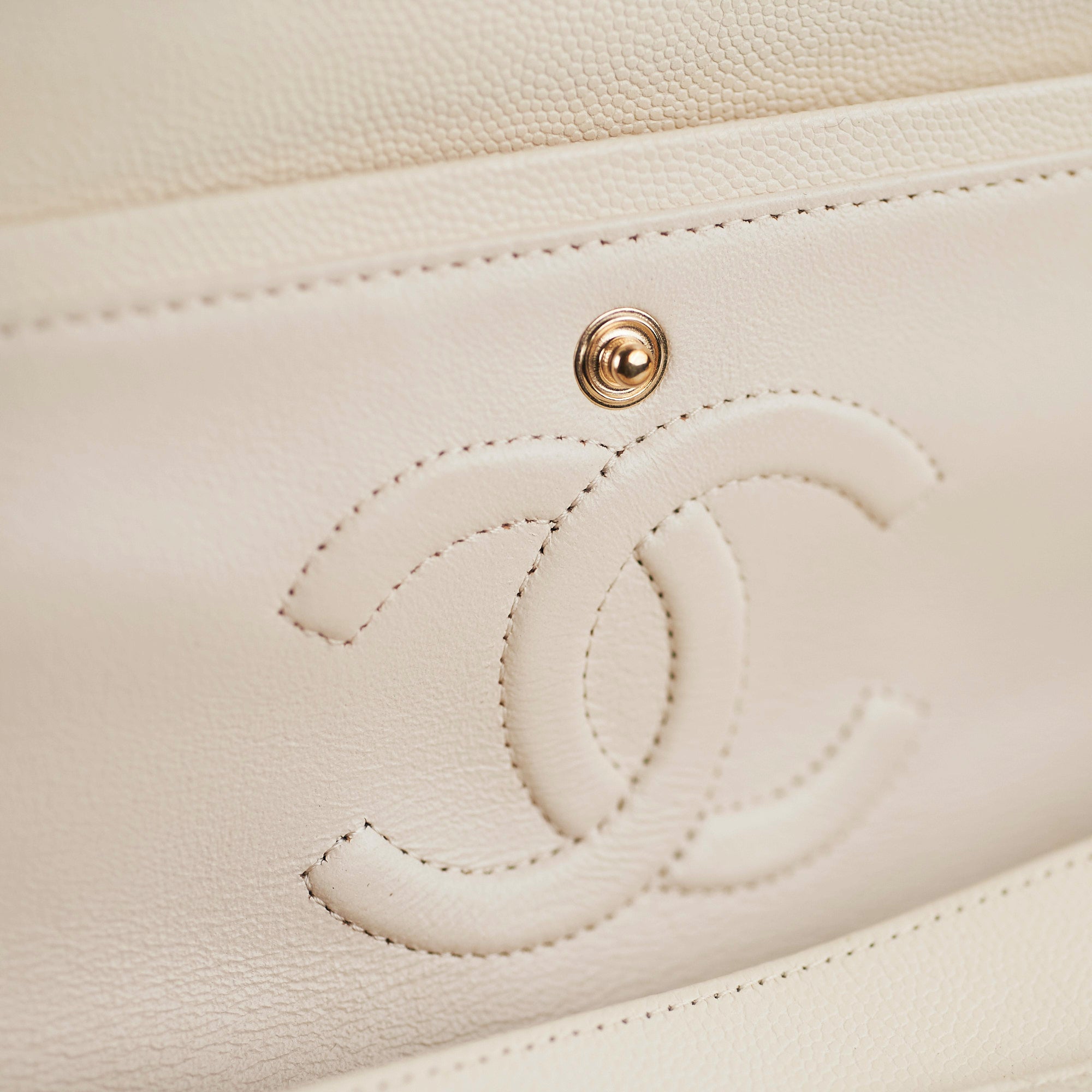 Chanel Quilted Caviar Medium/Large Double Flap Ivory Handbag - Luxury Designer Crossbody Bag for Women, Perfect for Date Night & Special Occasions