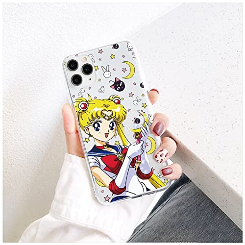 Anime iPhone 13 Case - Cute Cartoon Cat & Sailor Moon Usagi Tsukino Soft TPU Cover for iPhone 13 - Perfect for Anime Fans, Cosplay Events, and Daily Use