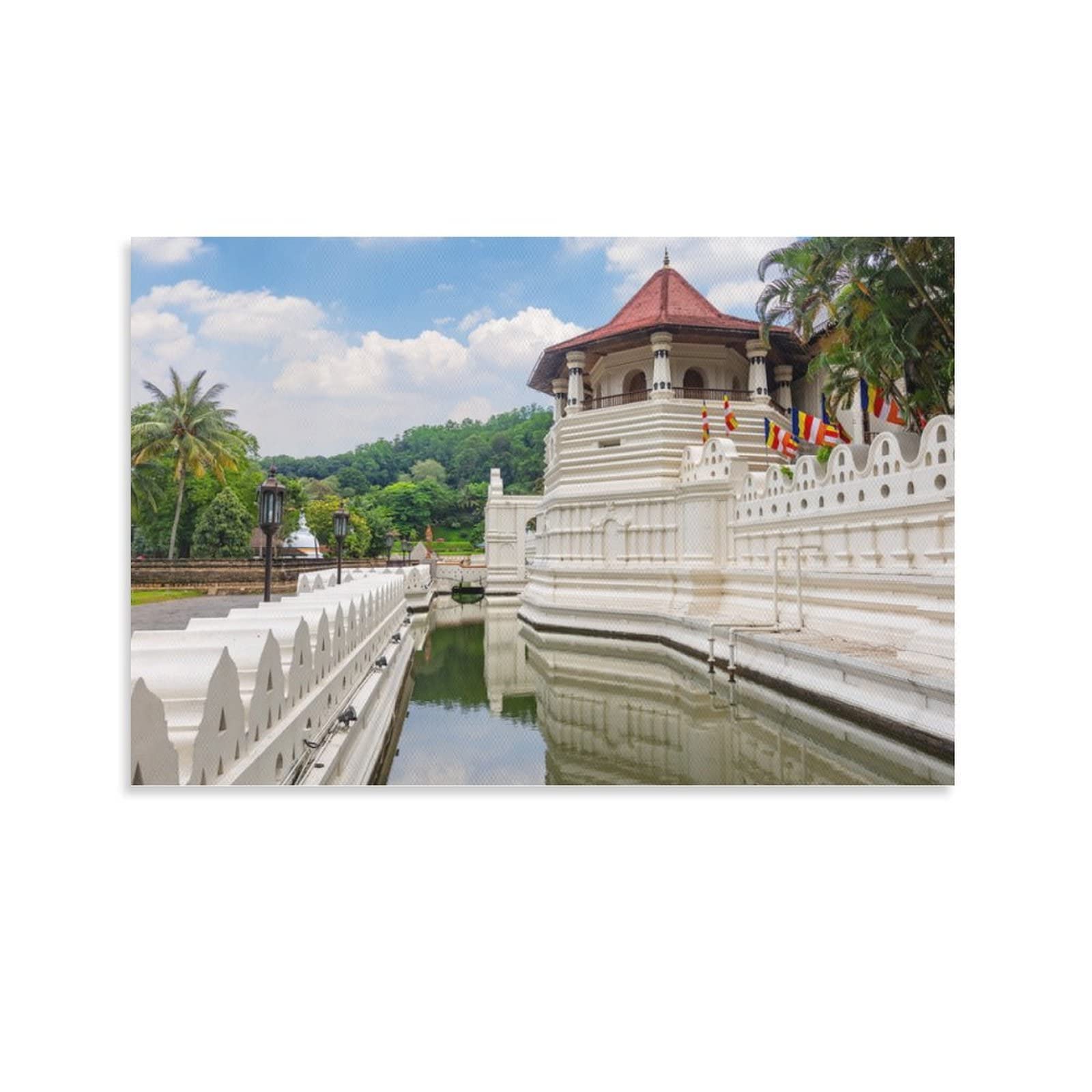 Premium Canvas Wall Art - Temple of The Tooth in Kandy Sri Lanka Painting | 12x18 inch (30x45cm) Buddhist Temple Decor | Perfect for Living Room, Bedroom & Office Wall Decor | Stretched & Framed Ready to Hang