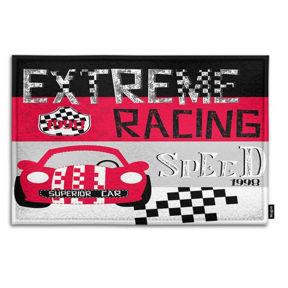 Funny Red Race Car Doormat - Non-Slip Indoor/Outdoor Entrance Mat with Cartoon Car Design (18