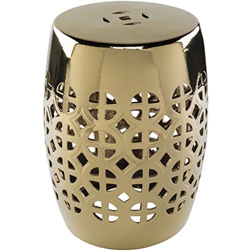 Surya Ridgeway Gold Ceramic Garden Stool - Handcrafted Zinc Decor Accent Piece for Outdoor Patio, Porch, or Indoor Living Room Decor