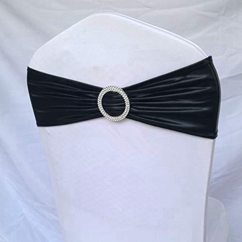 50pcs Metallic Gold Silver Coffee Black Spandex Lycra Chair Sashes - Decorative Chair Bands for Wedding, Party, Banquet & Event Decorations (Pink) - Perfect for Chair Covers, Table Runners & Venue Styling