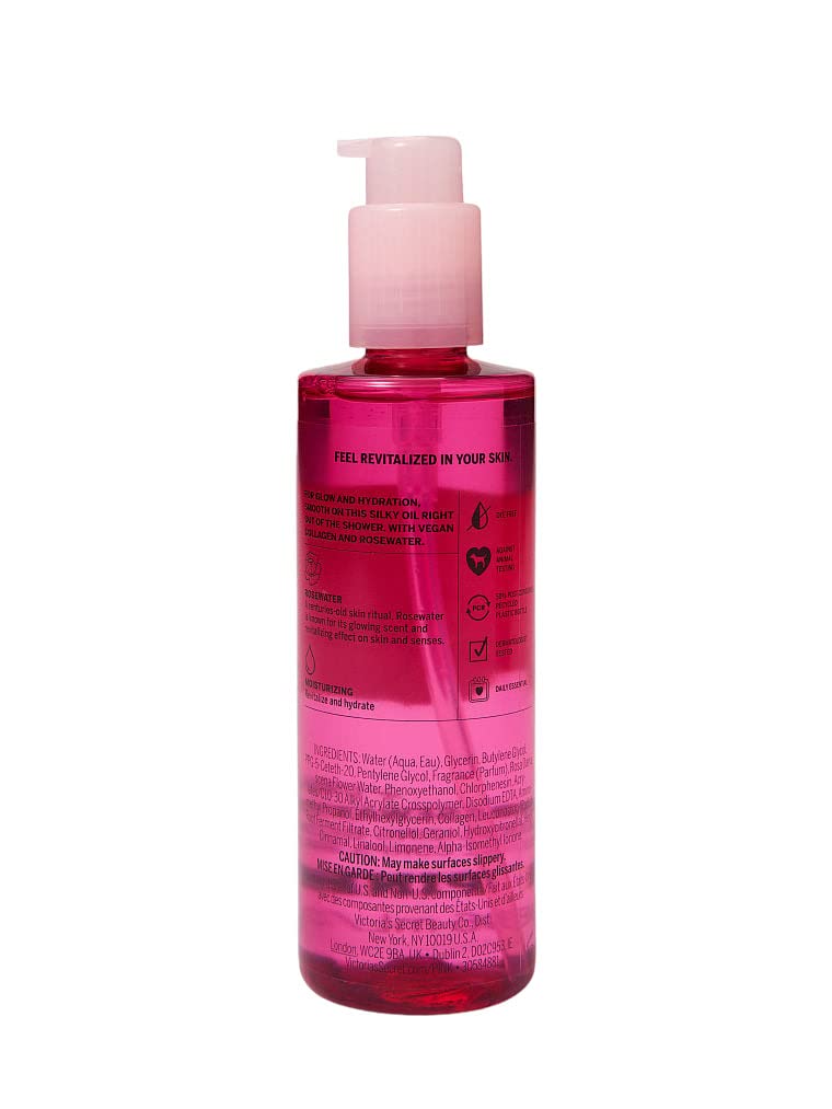 Victoria's Secret Pink Rosewater Soothing Body Oil - 8 oz Hydrating & Relaxing Dry Skin Care for Women - Perfect for Massage, After Shower & Nighttime Moisturizing