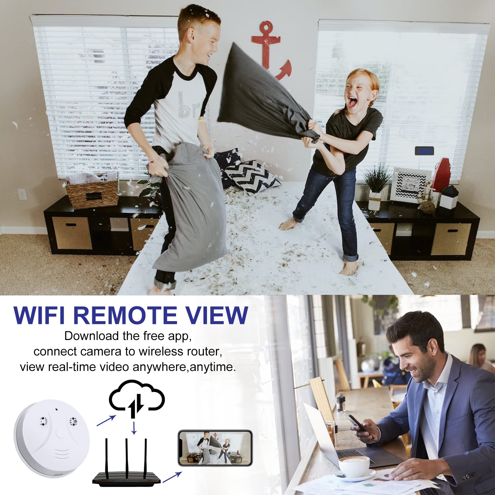 WiFi Mini Spy Hidden Camera Smoke Detector - 1080P HD Nanny Cam with Night Vision & Motion Detection | Wireless Security Camera for iOS/Android | Ideal for Home, Office & Baby Monitoring Safety
