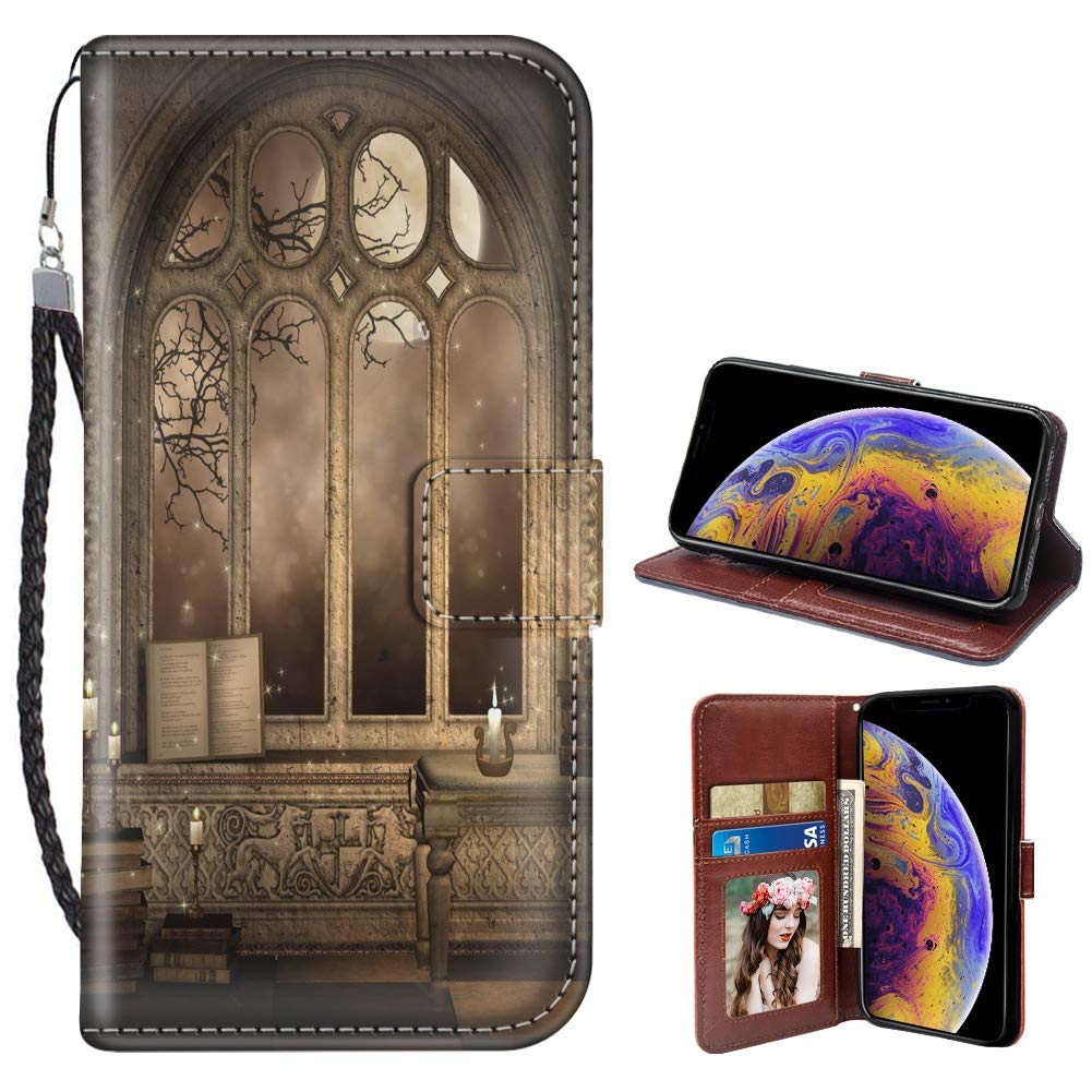 Gothic Library iPhone Xs Max Wallet Case - PU Leather Flip Cover with Card Holder & Magnetic Closure | Protective TPU Phone Case for iPhone Xs Max | Perfect for Travel, Work & Everyday Use