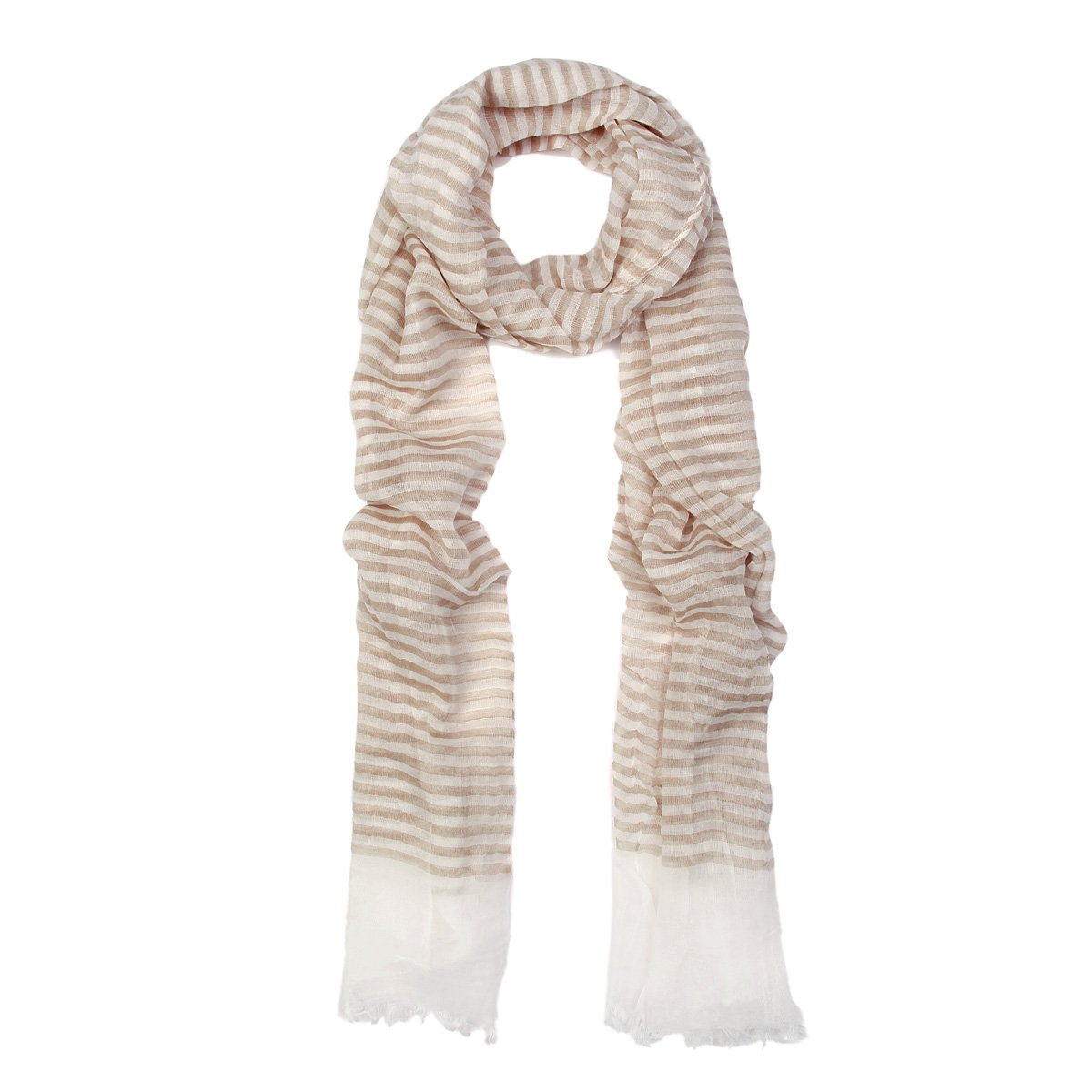 Trendy Blue Pure Cotton Lightweight Narrow Striped Fashion Scarf for Women - Soft & Breathable Accessory for Spring, Fall, and Winter Outfits