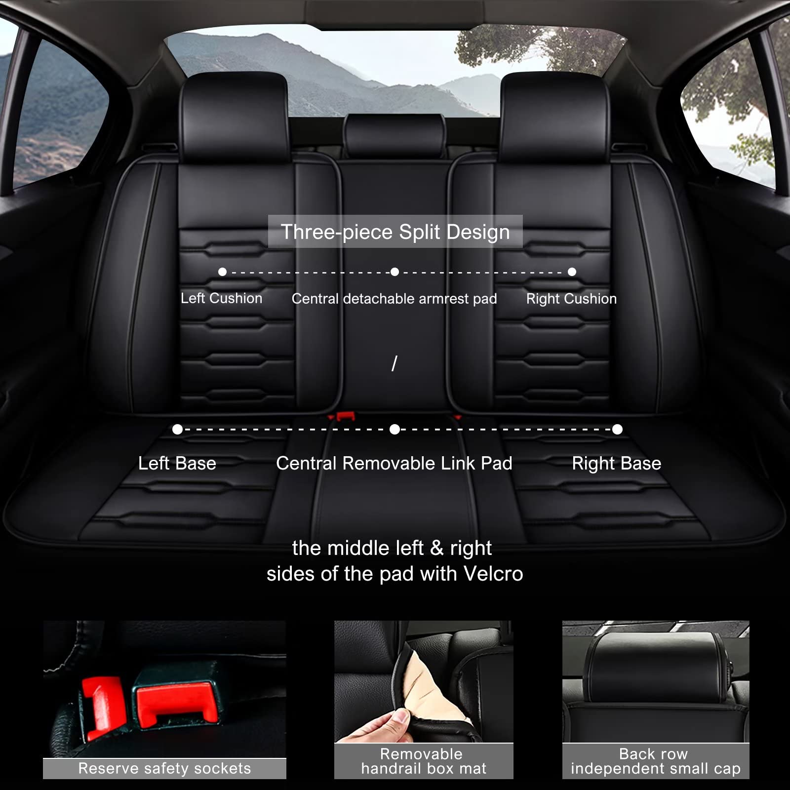 Premium Faux Leather Car Seat Covers for Volkswagen Atlas 2018-2025 - Custom Fit Front & Rear Seat Protectors with Airbag Compatibility (5-Piece Set, Black) - Perfect for Family Road Trips, Daily Commutes & Vehicle Protection