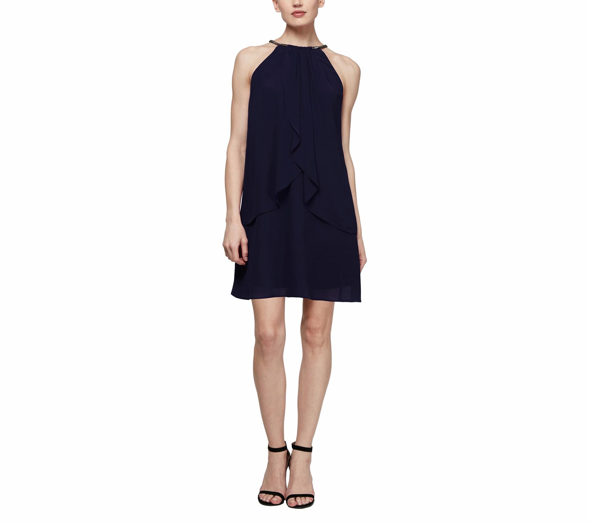 Elegant Beaded Halter Neck Cocktail Dress for Women - Wedding Guest & Party Gown in Petite/Regular Sizes | Perfect for Evening Events, Galas & Special Occasions