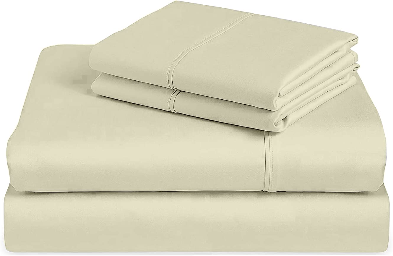 Luxury 100% Long Staple Cotton California King Sheet Set - 400 Thread Count Sateen Bedding with 15
