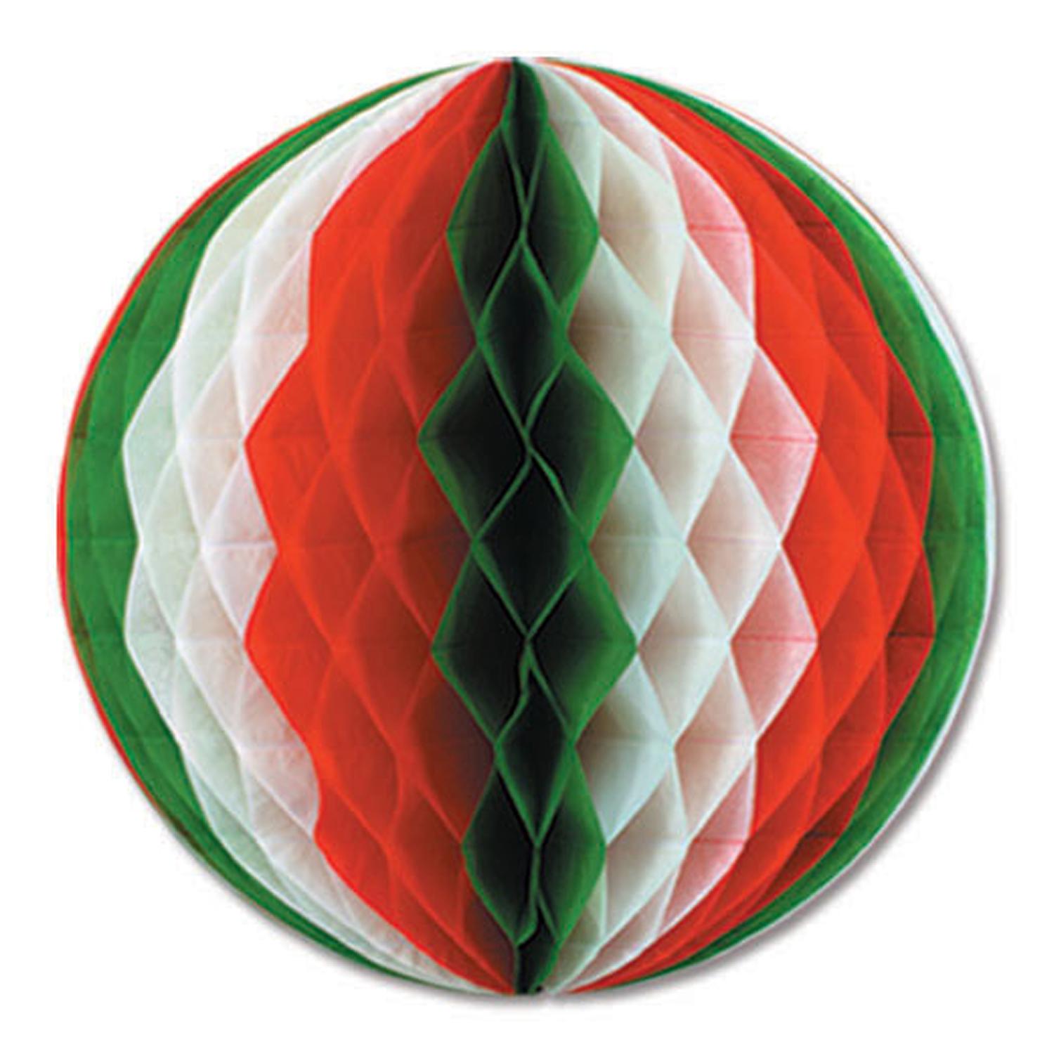 12 Pack Beistle Fiesta Packaged Tissue Balls - Red, White & Green Party Decorations for Birthday, Wedding & Holiday Celebrations