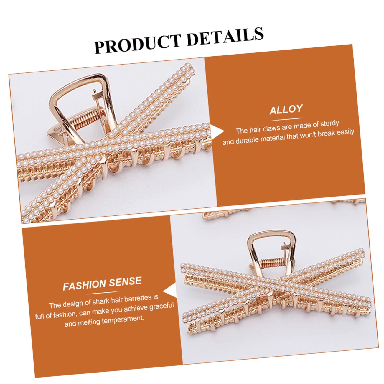FOMIYES Metal Pearl Hair Claw Clips for Women & Girls - Shark Shape Hair Barrettes with Exquisite Design - Perfect for Parties, Weddings, and Everyday Styling
