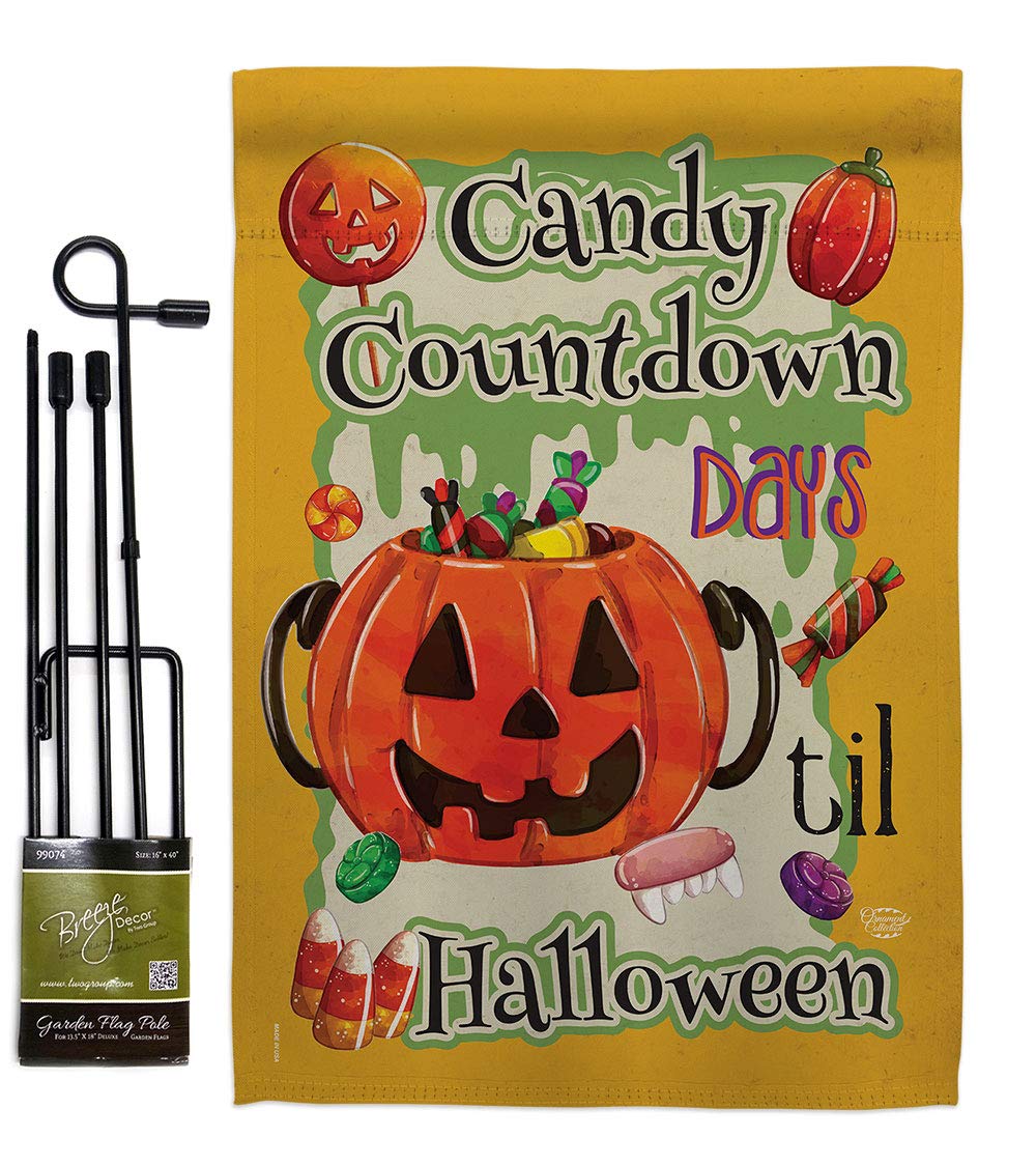 Halloween Garden Flag - Fall Witch Trick or Treat Decor for Yard