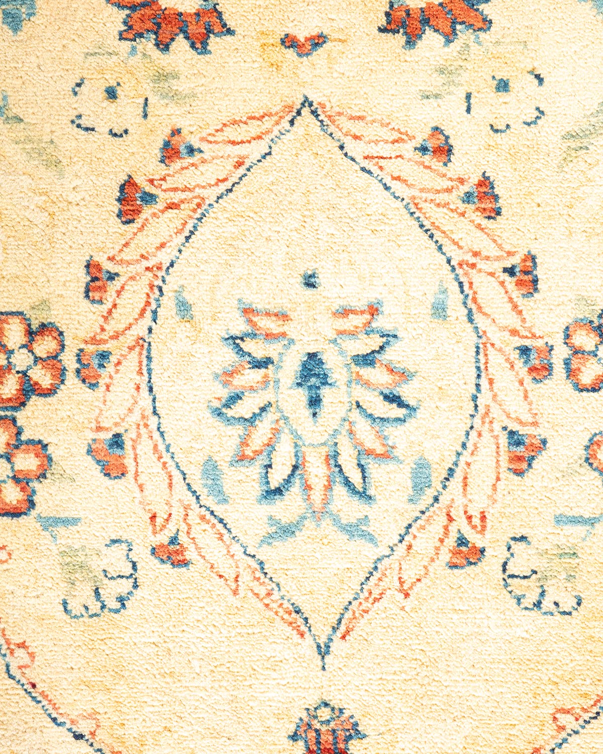 Handmade Wool Traditional Tribal Mogul Ivory 8x10 Area Rug - Unique Hand-Knotted Solo Rugs for Living Room, Bedroom & Home Decor