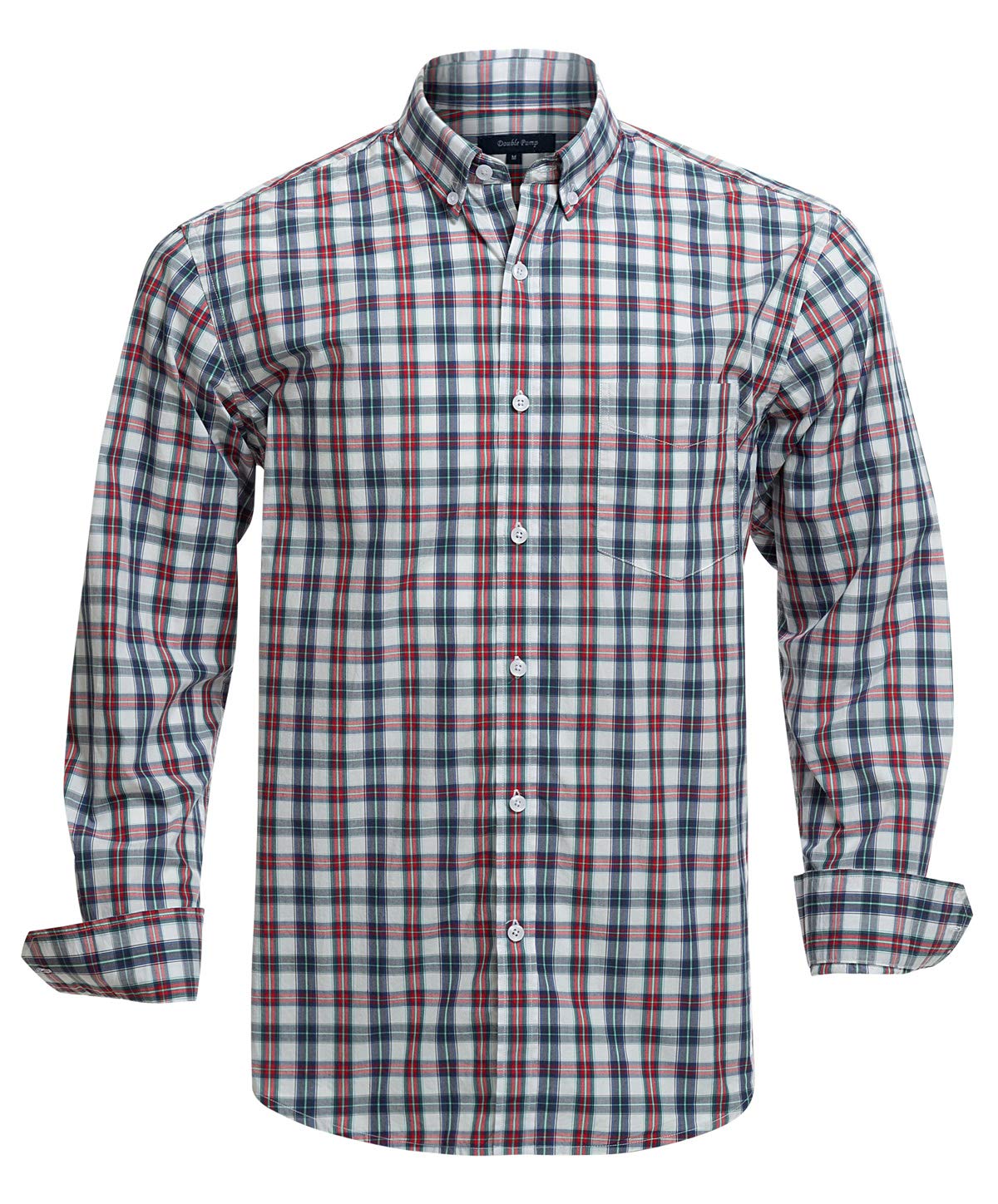Double Pump Men's Button Down Shirts | 100% Cotton Long Sleeve Dress Shirts | Regular Fit Casual & Office Wear