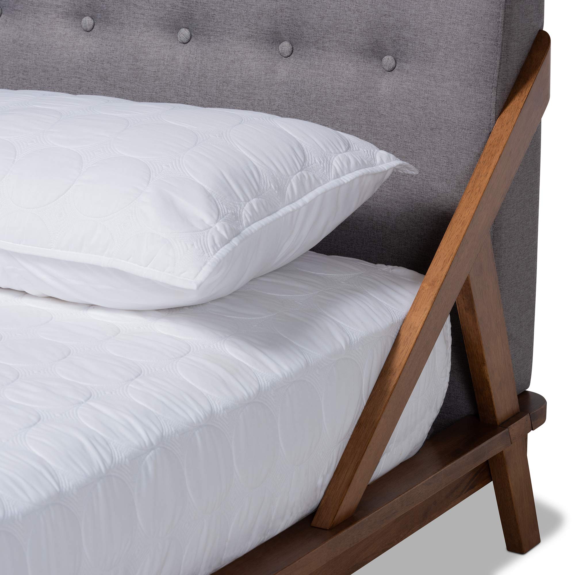 Baxton Studio King Size Platform Bed Frame - Modern Gray & Walnut Wood Finish - Perfect for Master Bedroom, Guest Room, or Apartment