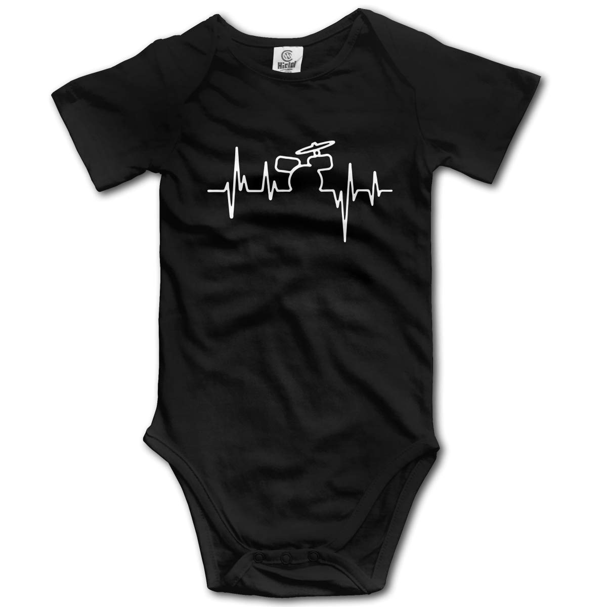 Cute Drummer Heartbeat Baby Bodysuit - Short Sleeve Onesie for Boys & Girls (Black) | Perfect for Music Lovers, Photo Shoots & Casual Outfits
