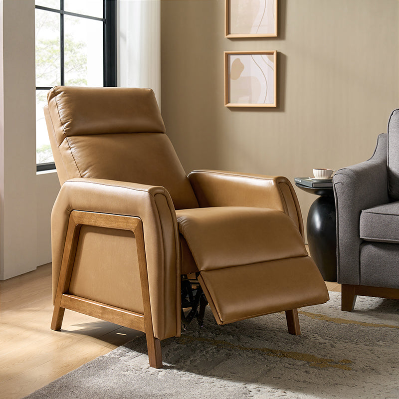 Linzy Genuine Leather Power Recliner Chair - Electric Lift Reclining Sofa for Living Room, Home Theater & Office Comfort (Brown)