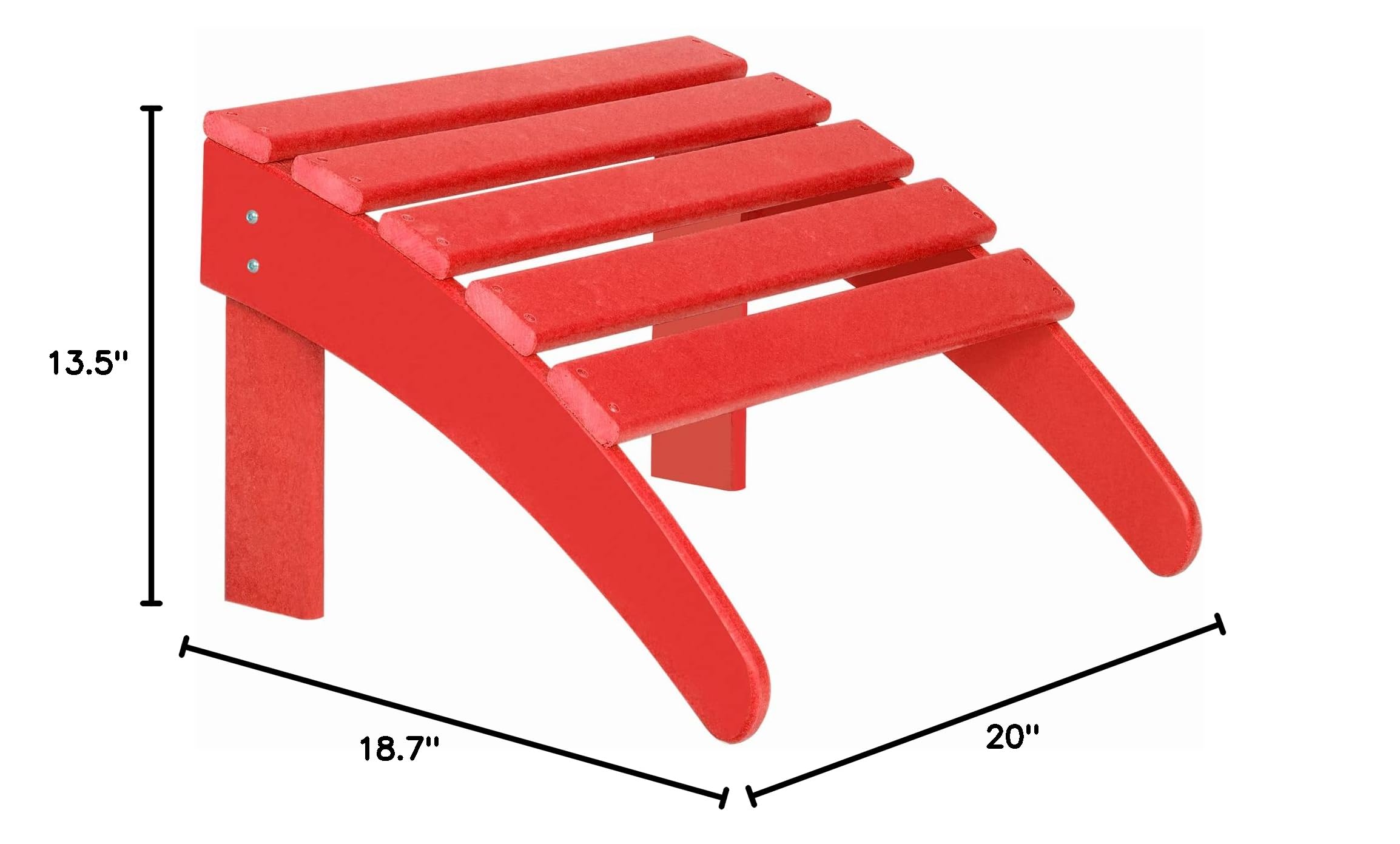WO Home Furniture Adirondack Ottoman - 13.5 Inch Folding Footstool for Outdoor Chairs, Patio & Garden Use - Durable Red Footrest for Relaxing on Deck, Porch or Backyard