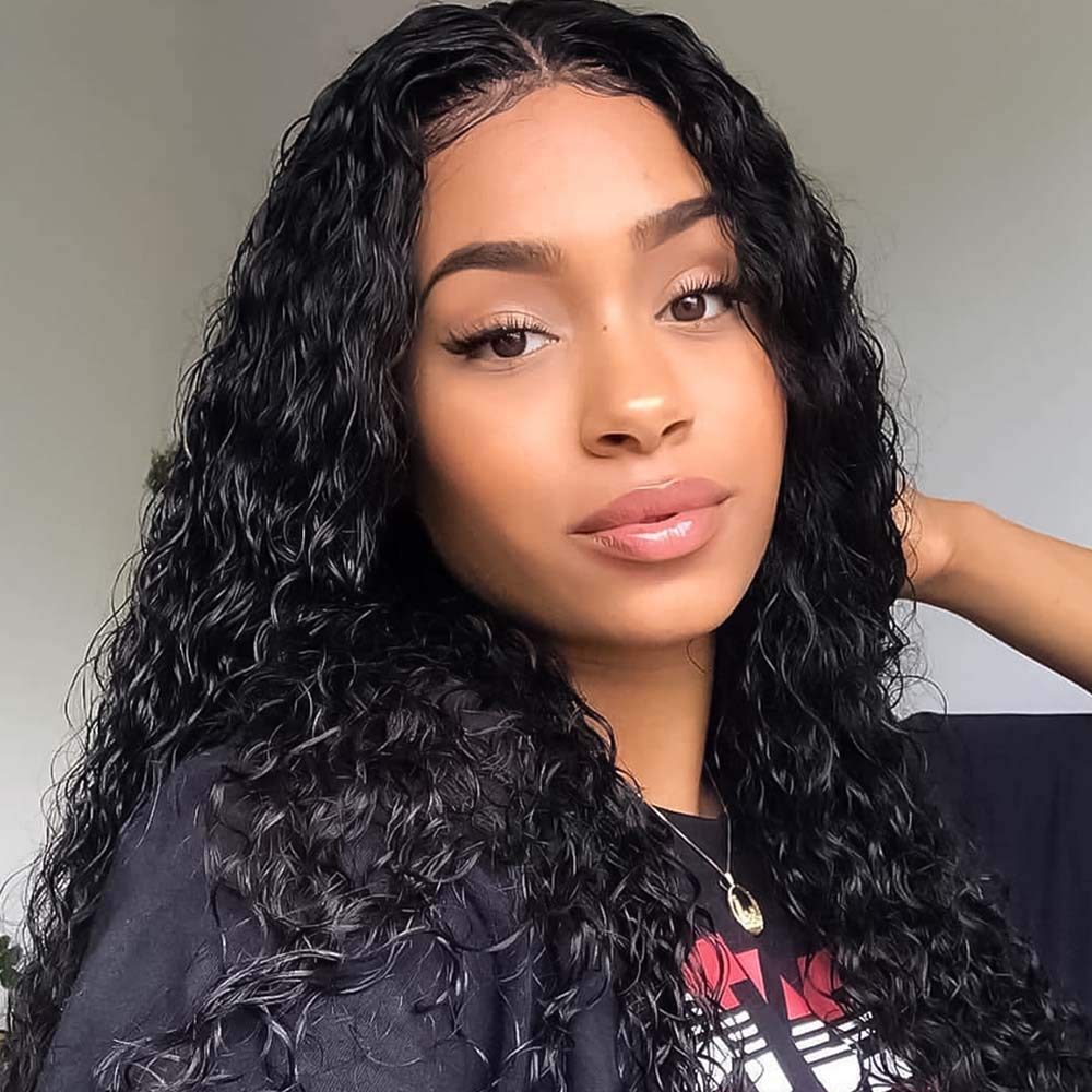 QUINLUX 13x4 HD Transparent Lace Front Wig - 20 Inch Brazilian Human Hair Deep Wave Glueless Wig for Women | Pre-Plucked 150% Density Invisible Hairline | Perfect for Daily Wear, Parties & Cosplay