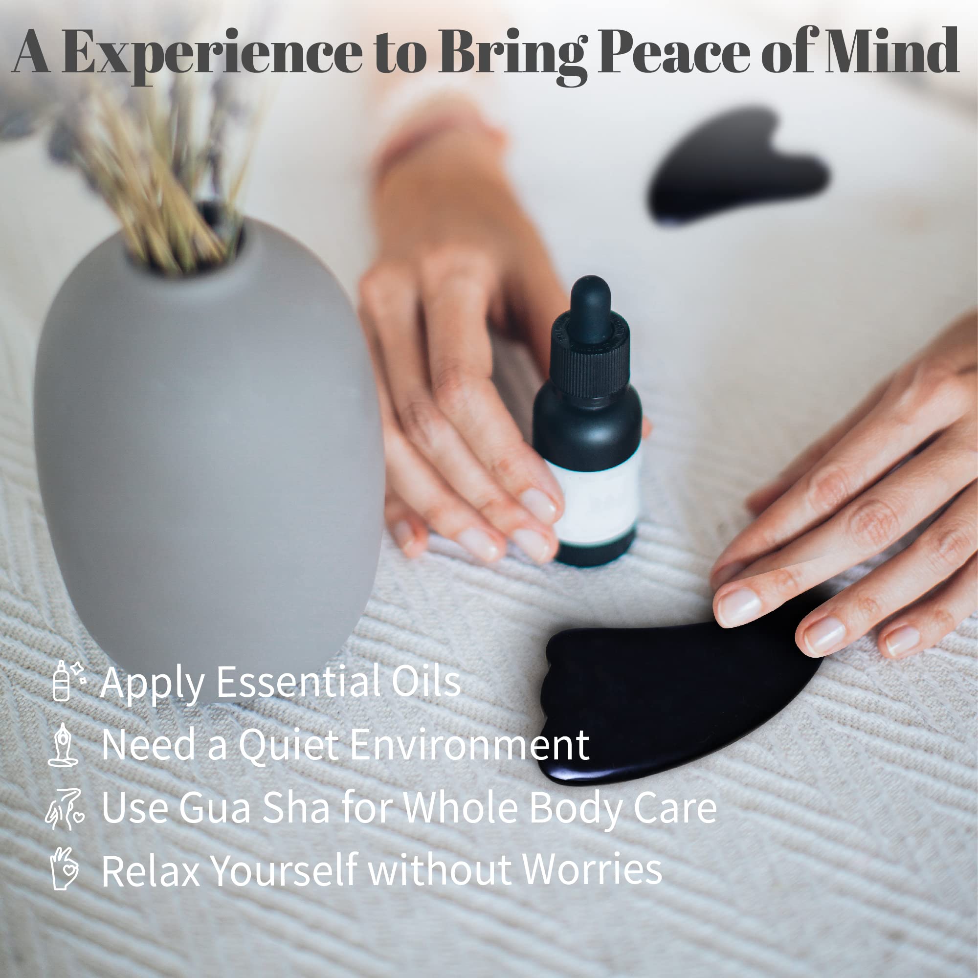 4-Piece Gua Sha Massage Set for Face & Body - Black Gua Sha Scraping Tools for SPA, Acupuncture Therapy & Trigger Point Relief - Professional Facial Massager for Skincare & Pain Relief - Perfect for Home Spa, Self-Care & Beauty Routines