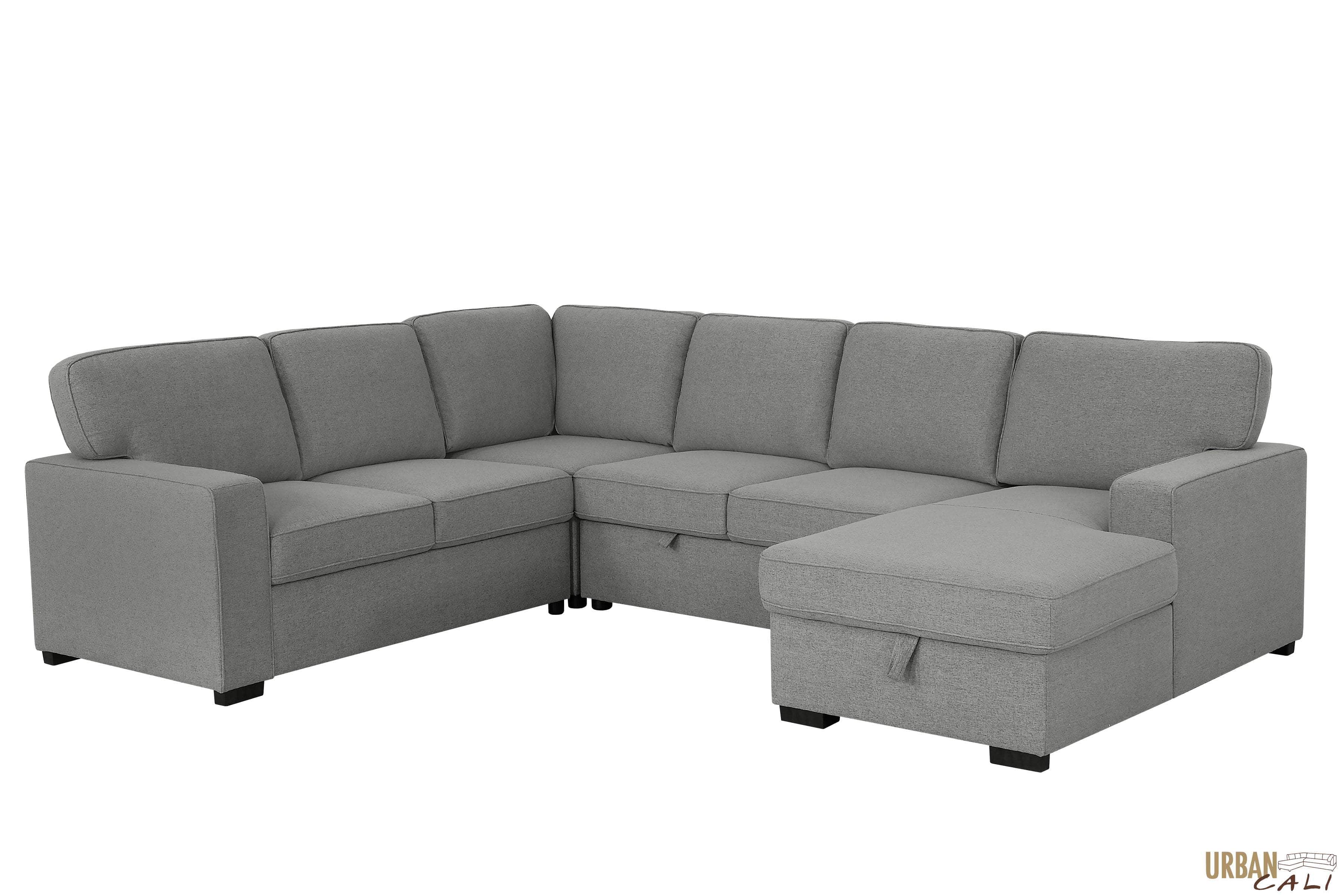 Santa Cruz Large Modular Sleeper Sectional Sofa Bed with Storage Chaise in Dark Grey - Convertible L-Shaped Couch for Living Room, Guest Room & Small Spaces