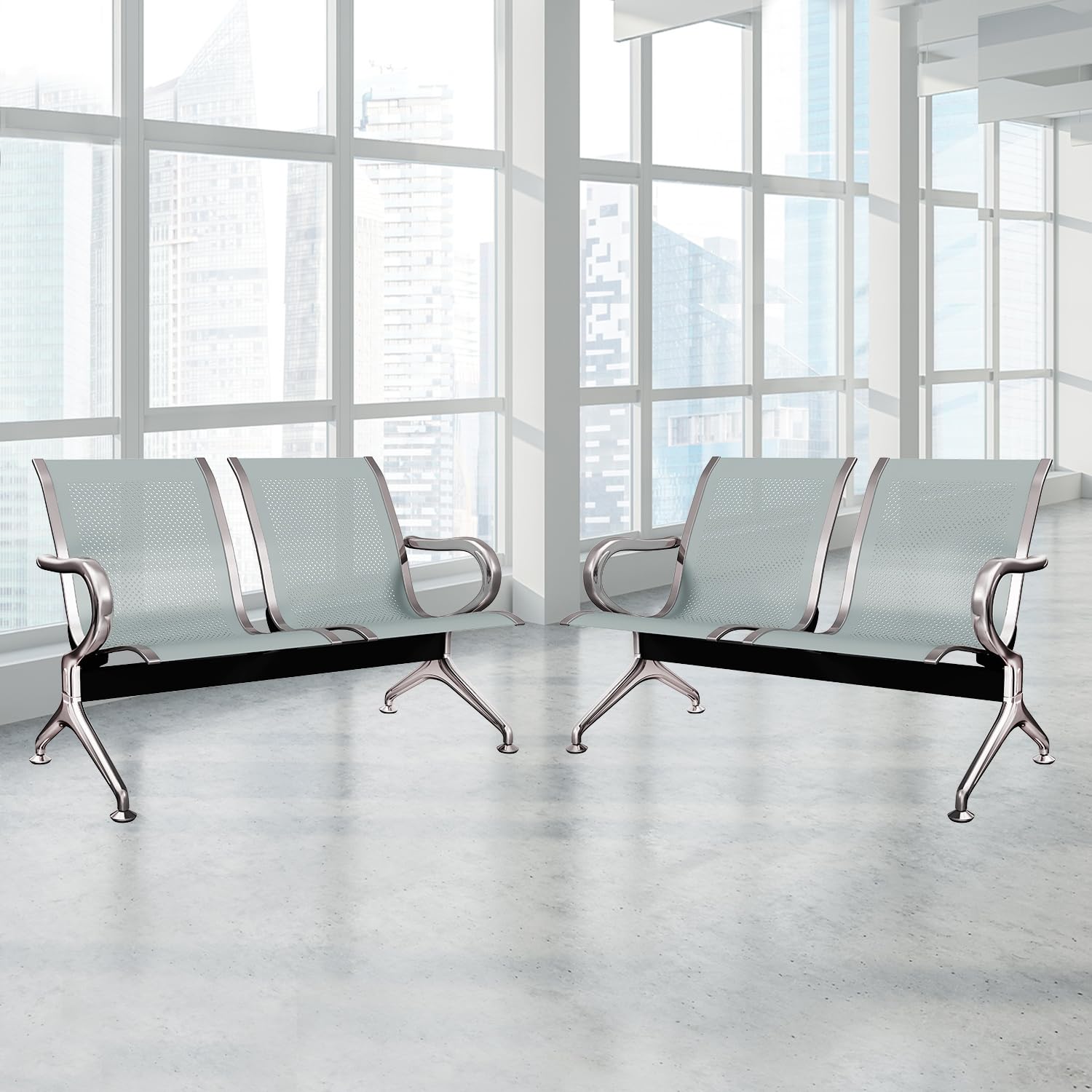 kinbor 2-Piece Waiting Room Chairs Set - Comfortable Airport Lounge, Salon, Office & Reception Furniture with Armrests - Perfect for Waiting Areas, Lobbies & Public Spaces