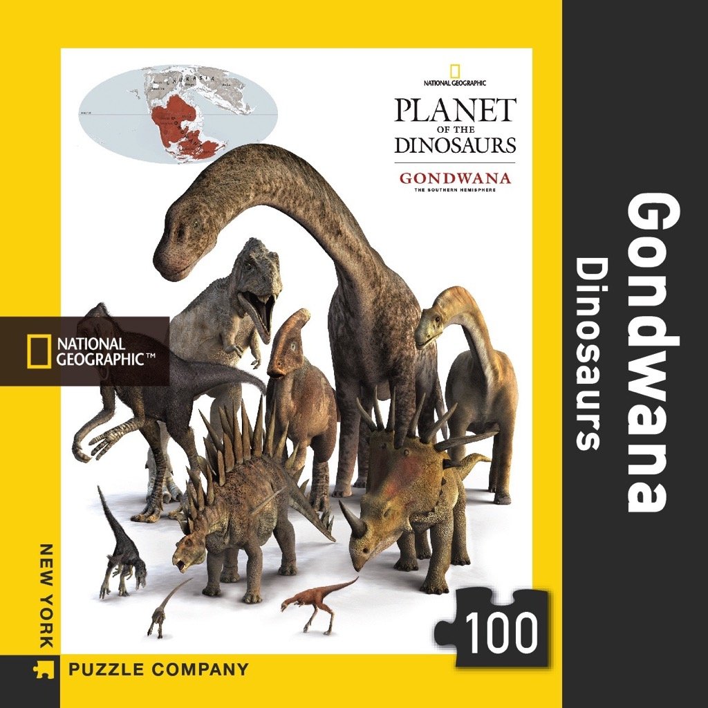 New York Puzzle Company - National Geographic Gondwana Dinosaurs 100-Piece Mini Jigsaw Puzzle - Educational Dinosaur Puzzle for Kids & Adults - Perfect for Family Game Night & STEM Learning Activities