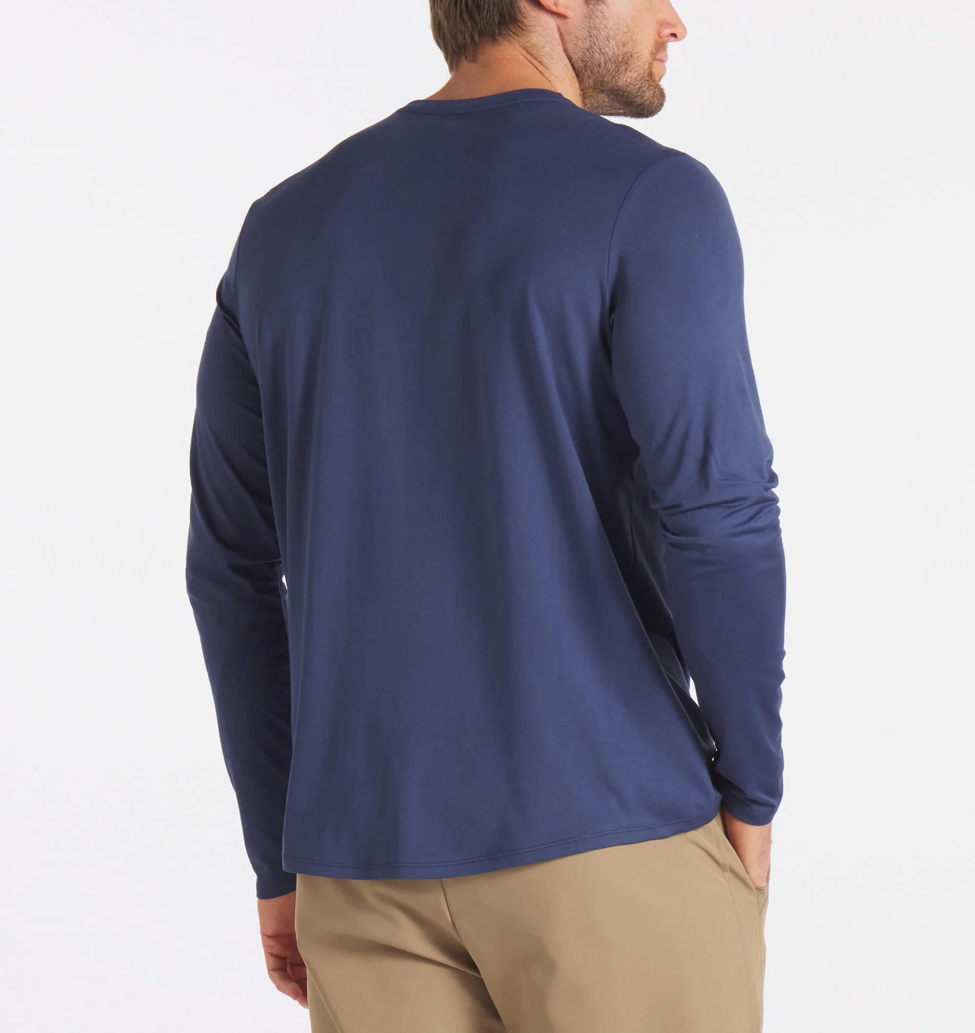 Men's Ultra Long Sleeve T-Shirt - Soft Cotton Comfort Fit (Harbor Blue) | Casual Wear, Layering & Outdoor Activities
