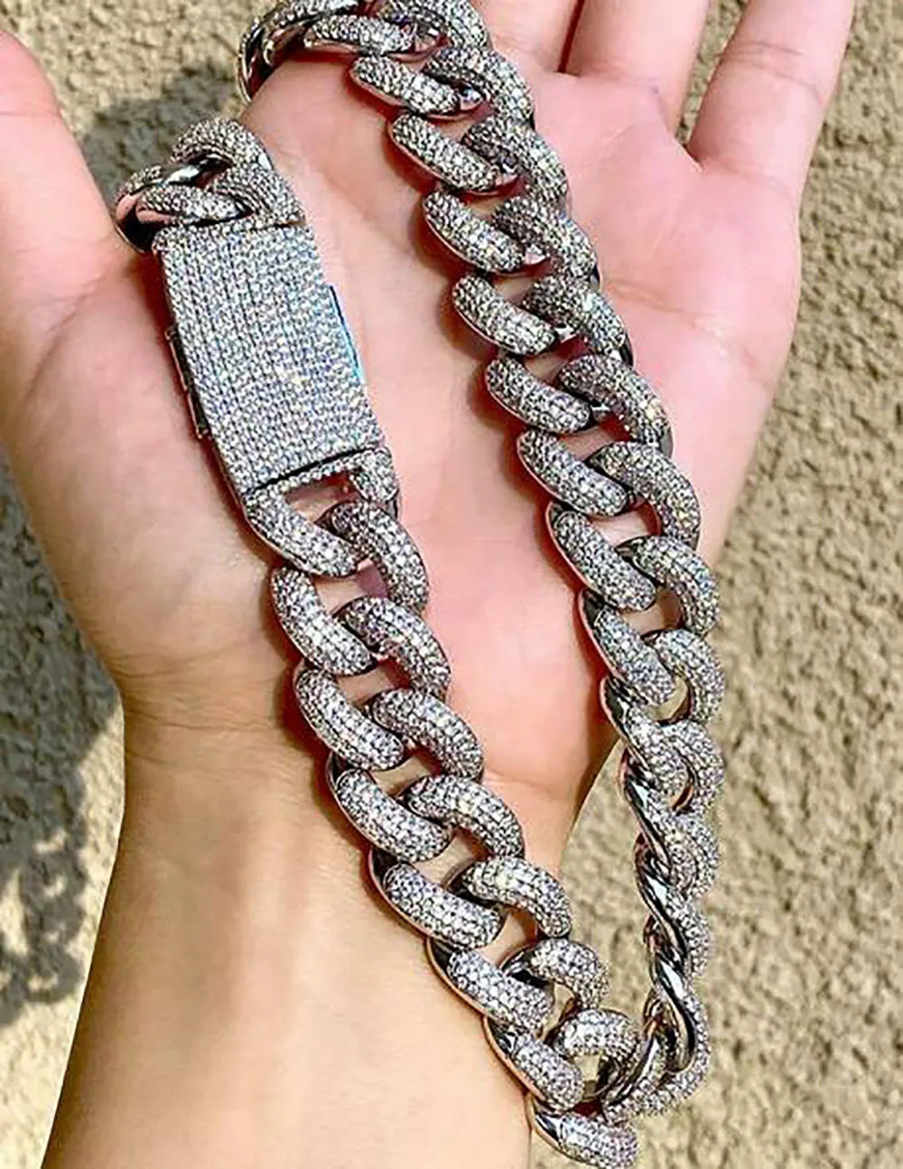 18K Gold Moissanite Cuban Link Tennis Chain Necklace for Men - Iced Out Hip Hop Jewelry Gift for Birthday, Anniversary & Special Occasions