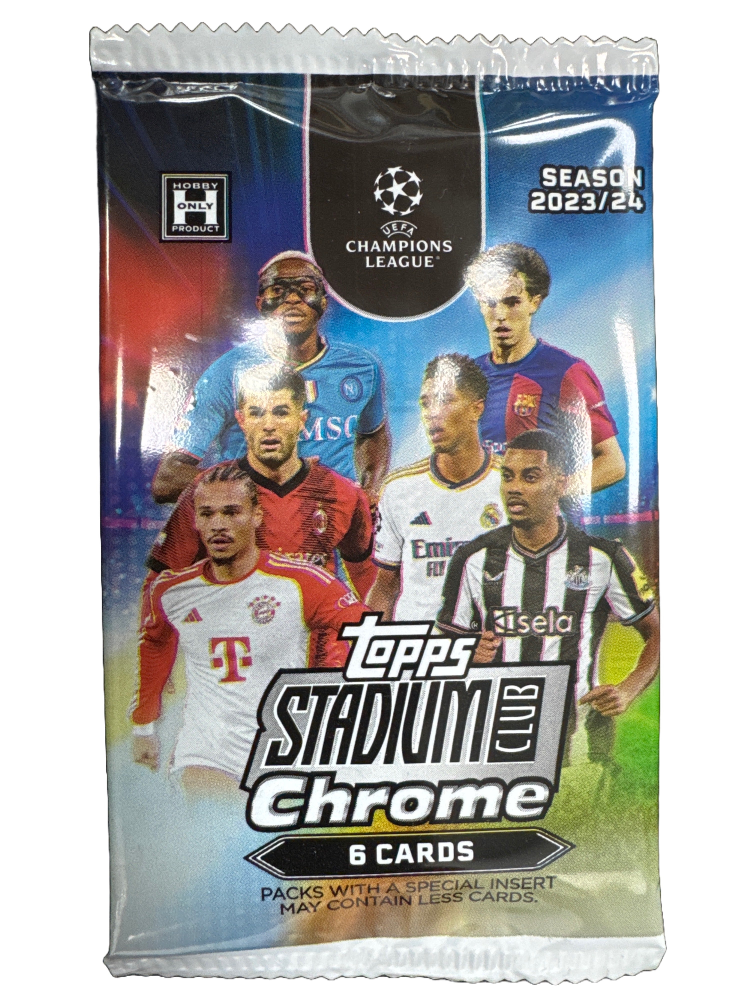 Topps Stadium Club Chrome UEFA Club Competitions 23/24 Single Pack - Collectible Soccer Trading Cards for Fans & Collectors - Perfect for Gifts, Display, and Trading