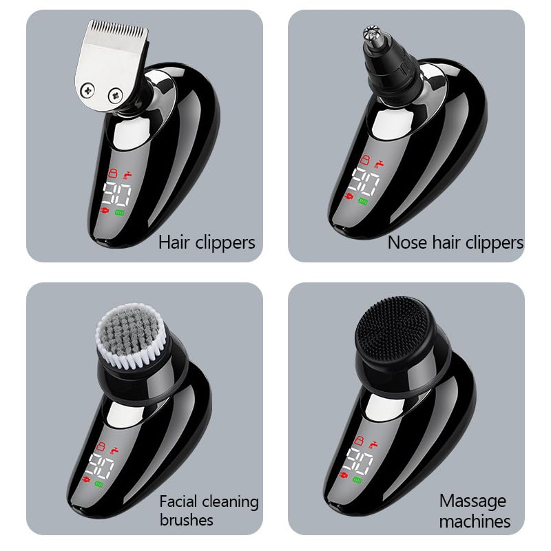 Professional Rechargeable Electric Head Shaver for Men - Powerful Cordless Beard Trimmer & Body Grooming Kit with Precision Blades, Silver | Perfect for Travel, Home Use & Daily Facial Hair Maintenance