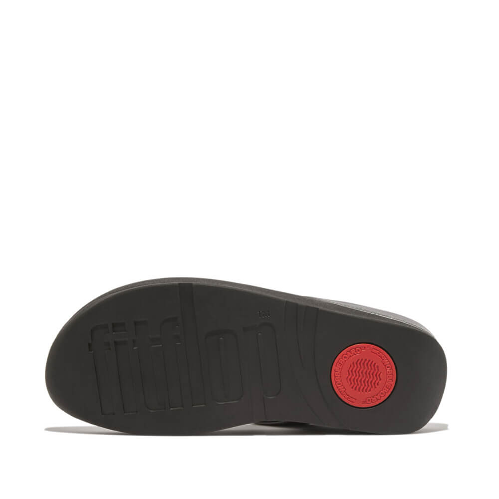 FitFlop Fino Bauble Bead Leather Sandals for Women - Comfortable & Stylish Pewter Black Flip Flops - Perfect for Beach, Vacation & Summer Outfits