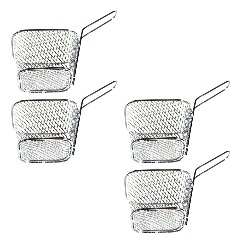4Pcs Stainless Steel Square Fry Basket Set - Heavy Duty Wire Mesh Frying Baskets for French Fries, Onion Rings & More - Perfect for Deep Frying, Air Fryers & Restaurant Use
