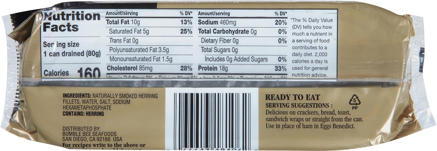 Brunswick Golden Smoked Herring Fillets in Can - 3.25 oz, High Protein (18g per Serving), Gluten Free, Keto Friendly - Perfect for Pasta Dishes, Seafood Recipes & Healthy Snacks - Great for Meal Prep, Camping Trips & Quick Protein Boost