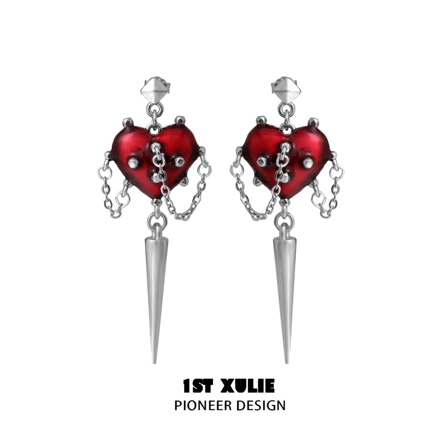 Forbidden Love Rivet Dangle Earrings™ - Gothic Punk Jewelry for Women, Stainless Steel Statement Earrings | Perfect for Concerts, Date Nights & Alternative Fashion