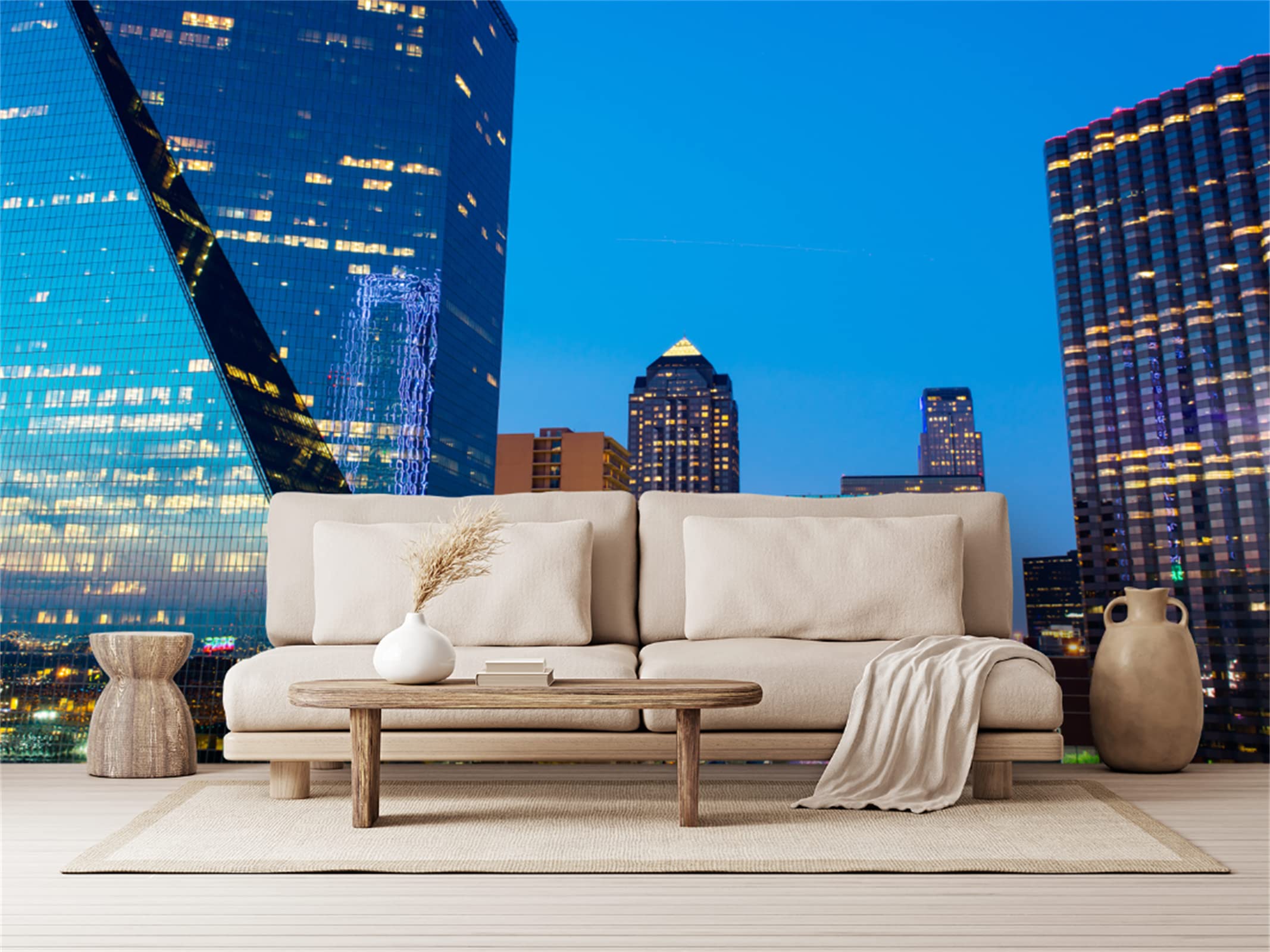 FLFK 3D Peel and Stick Wallpaper - New York City Skyline Night View, Self-Adhesive Removable Wall Mural for Living Room, Bedroom, Office Decor (141.7x98.4 inches) | Perfect for Home Renovation, Apartment Makeover & Commercial Spaces