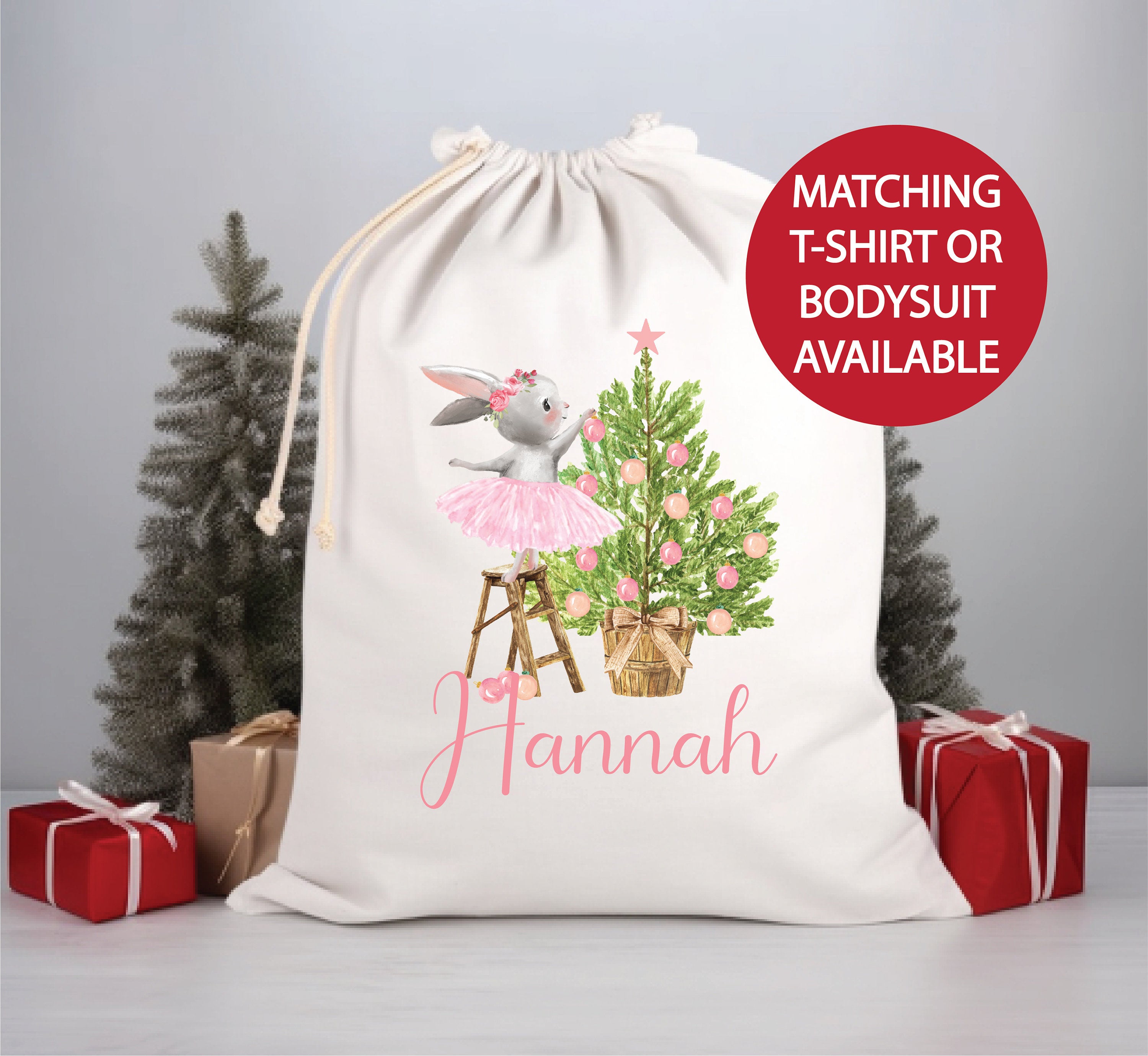 Christmas Ballerina Santa Sack - Holiday Gift Bags for Kids, Stocking Stuffers & Party Favors - Perfect for Christmas Morning, Tree Decorations & Festive Celebrations