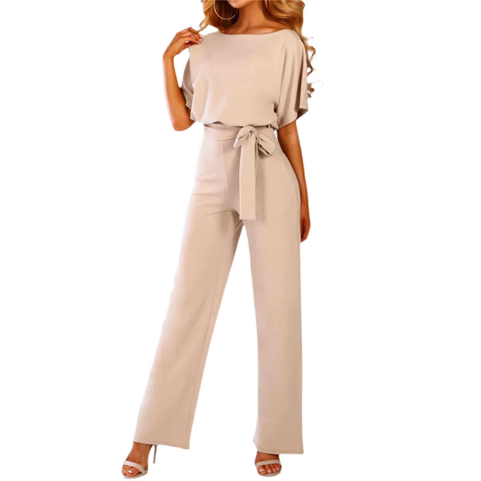 NIKDUCK Women's Elegant High Waist Wide Leg Jumpsuit - Casual Short Sleeve Romper for Party, Club & Summer Outings | Perfect for Date Night, Beach Vacations & Cocktail Events