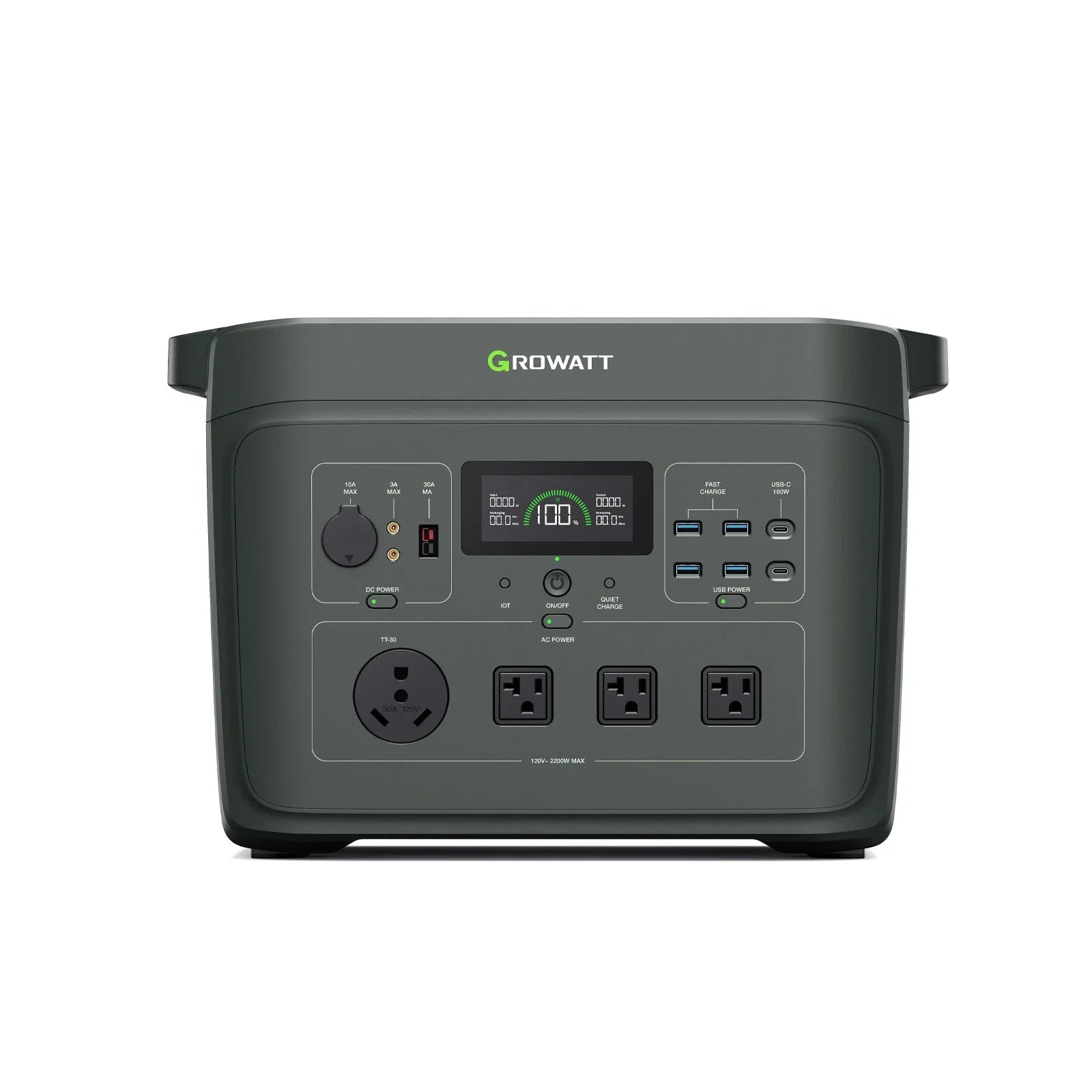 Growatt INFINITY 2000 Portable Solar Generator - 2000W Pure Sine Wave Power Station for Home Backup, Camping & Outdoor Adventures | Solar Powered Emergency Power Supply for Blackouts, RV Trips & Off-Grid Living