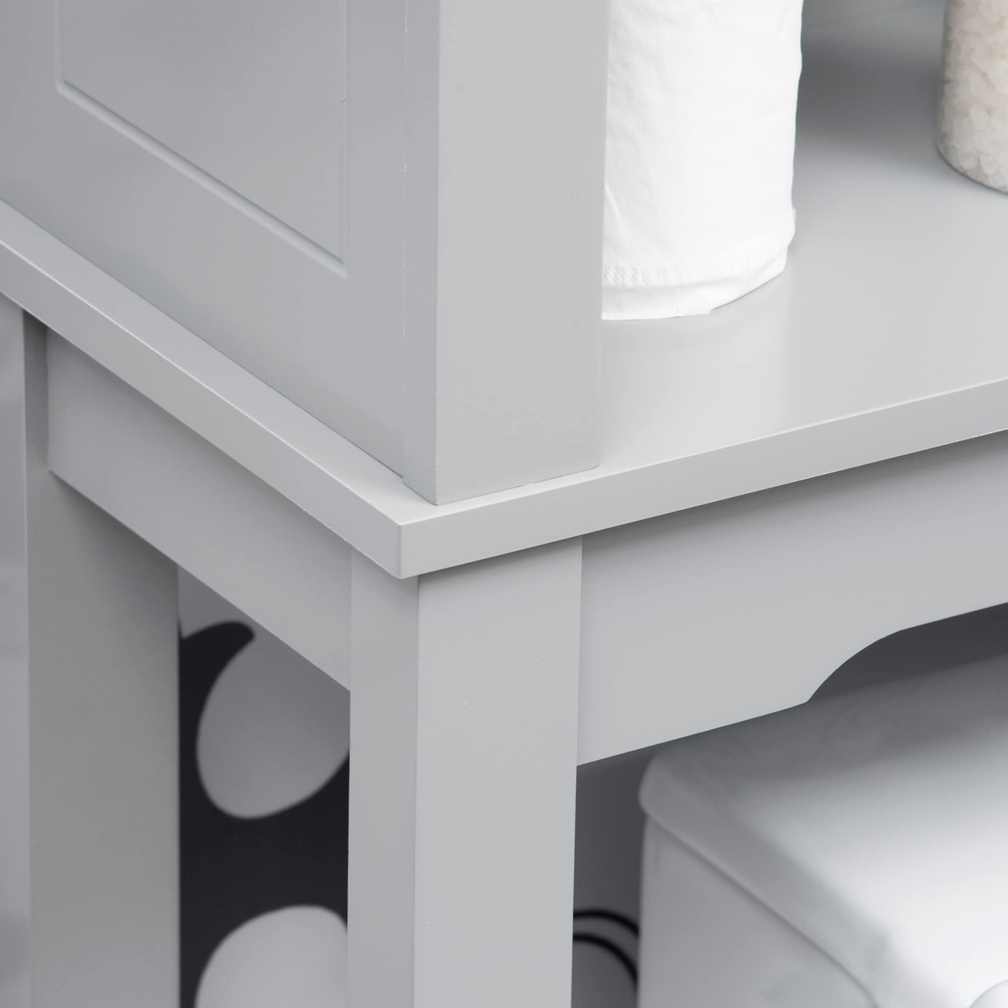 Kleankin Modern Over The Toilet Storage Cabinet - Double Door Bathroom Organizer with Adjustable Shelves, Open Shelf Space, Grey - Perfect for Small Bathroom Organization & Extra Storage