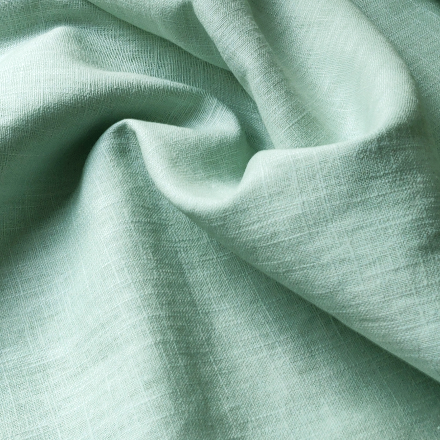 Premium Washed Linen Cotton Fabric - Light Mint Green Color - Perfect for DIY Clothing, Home Decor & Craft Projects