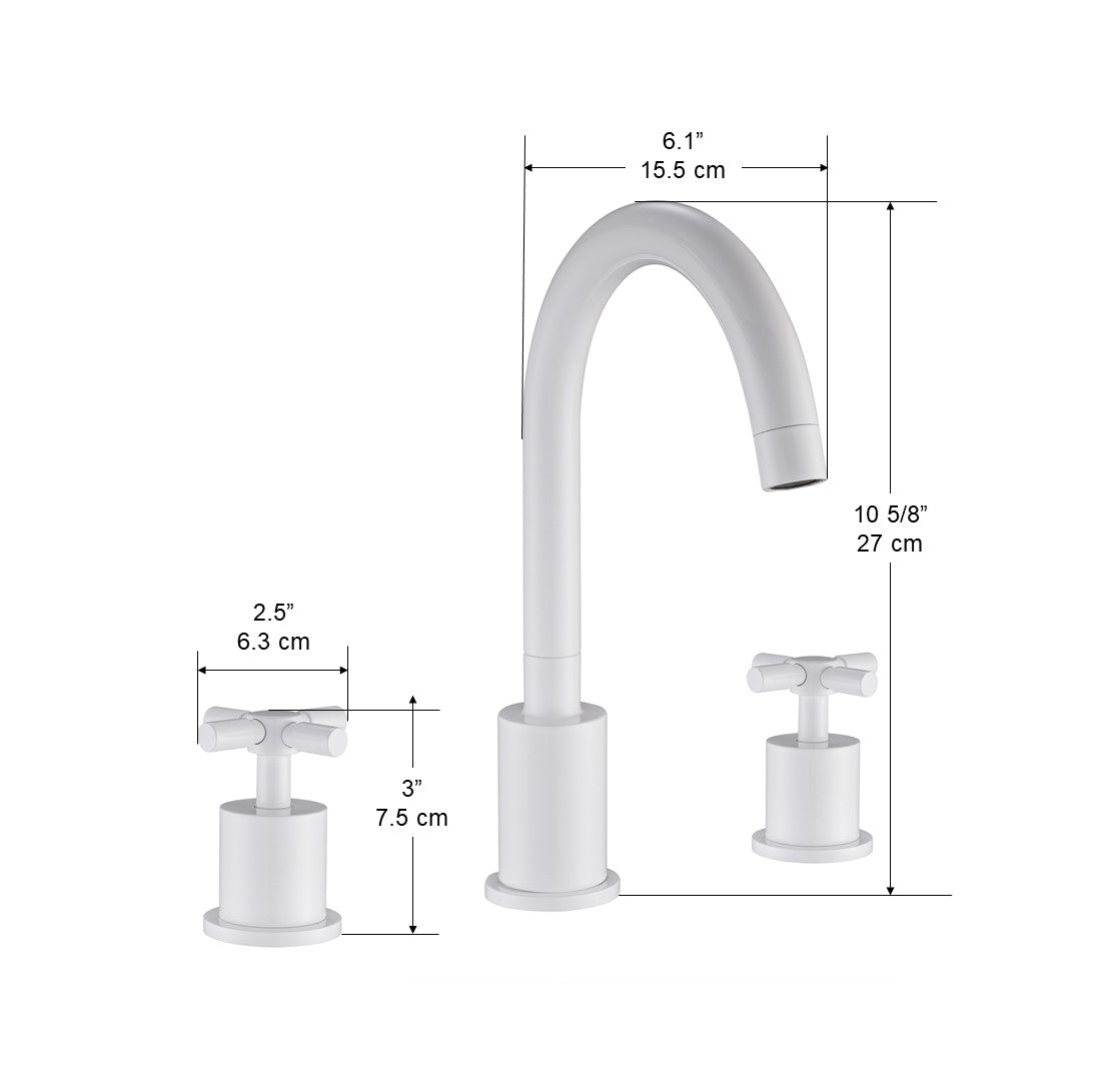 Prima 3 Series White Bathroom Faucet - Modern Single Handle Waterfall Bathroom Sink Faucet with Pop-Up Drain for Bathroom Vanity, Powder Room & Guest Bathroom