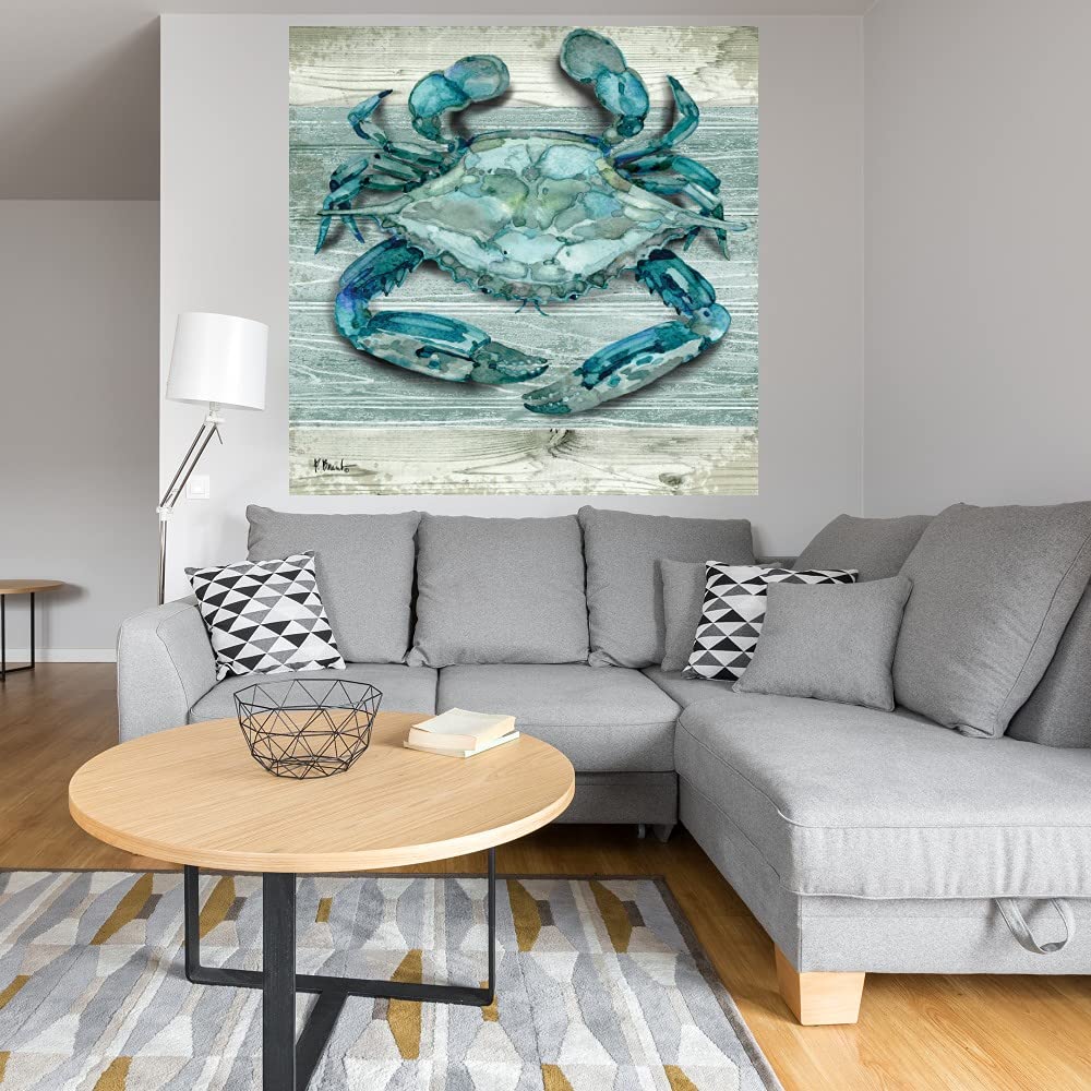 Northpoint Crab Fine Art Canvas Wall Decor by Paul Brent - 37x37 Inch Ready to Hang Painting for Living Room, Bedroom, Bathroom, Kitchen, Office & Dining - Coastal & Nautical Home Decor