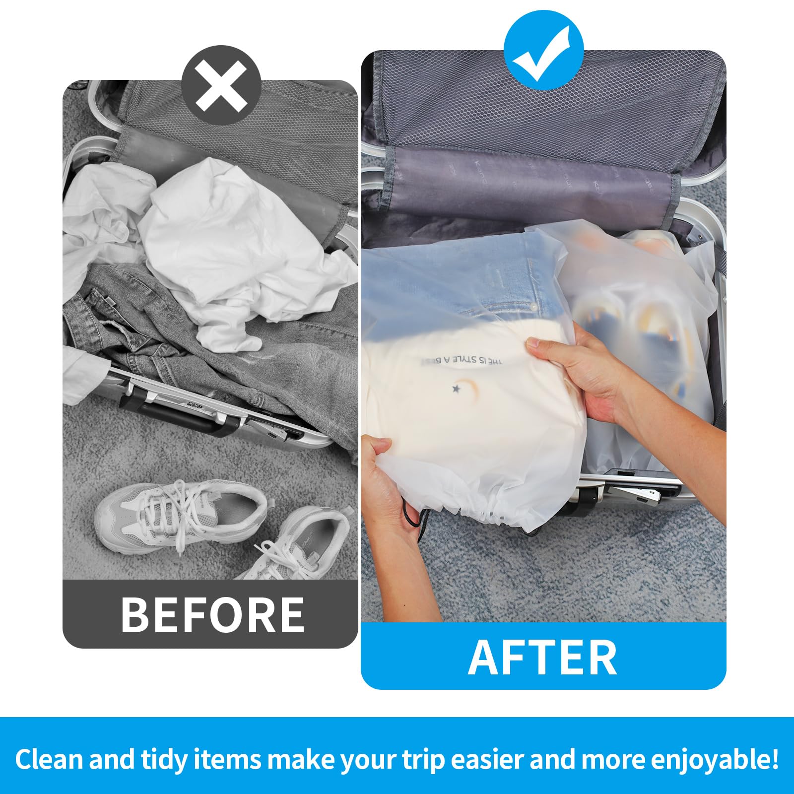 5-Pack Clear Waterproof Travel Shoe Bags (15.7